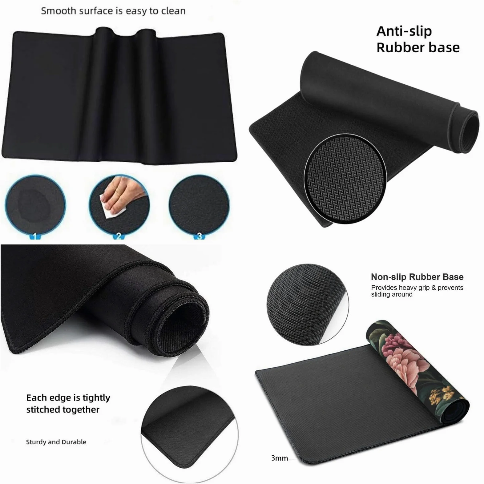 Tappetino Mouse XXL Fiori & Peonia, 100 x 50 cm Tappetino da Scrivania G435 | Tappetino per Mouse, Base in Gomma Antiscivolo, Superficie Impermeabile, Bordi Cuciti, Tappetino Scrivania per Ufficio, Gioco