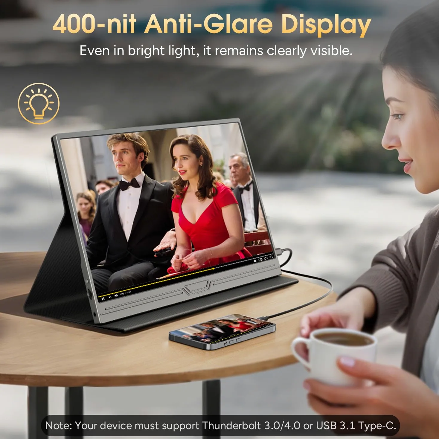 Monitor portatile, 15,6 pollici 1080p FHD IPS secondo schermo per laptop con Eye Care, USB-C e Mini HDMI, schermo portatile per laptop, PC, Mac, telefono e giochi
