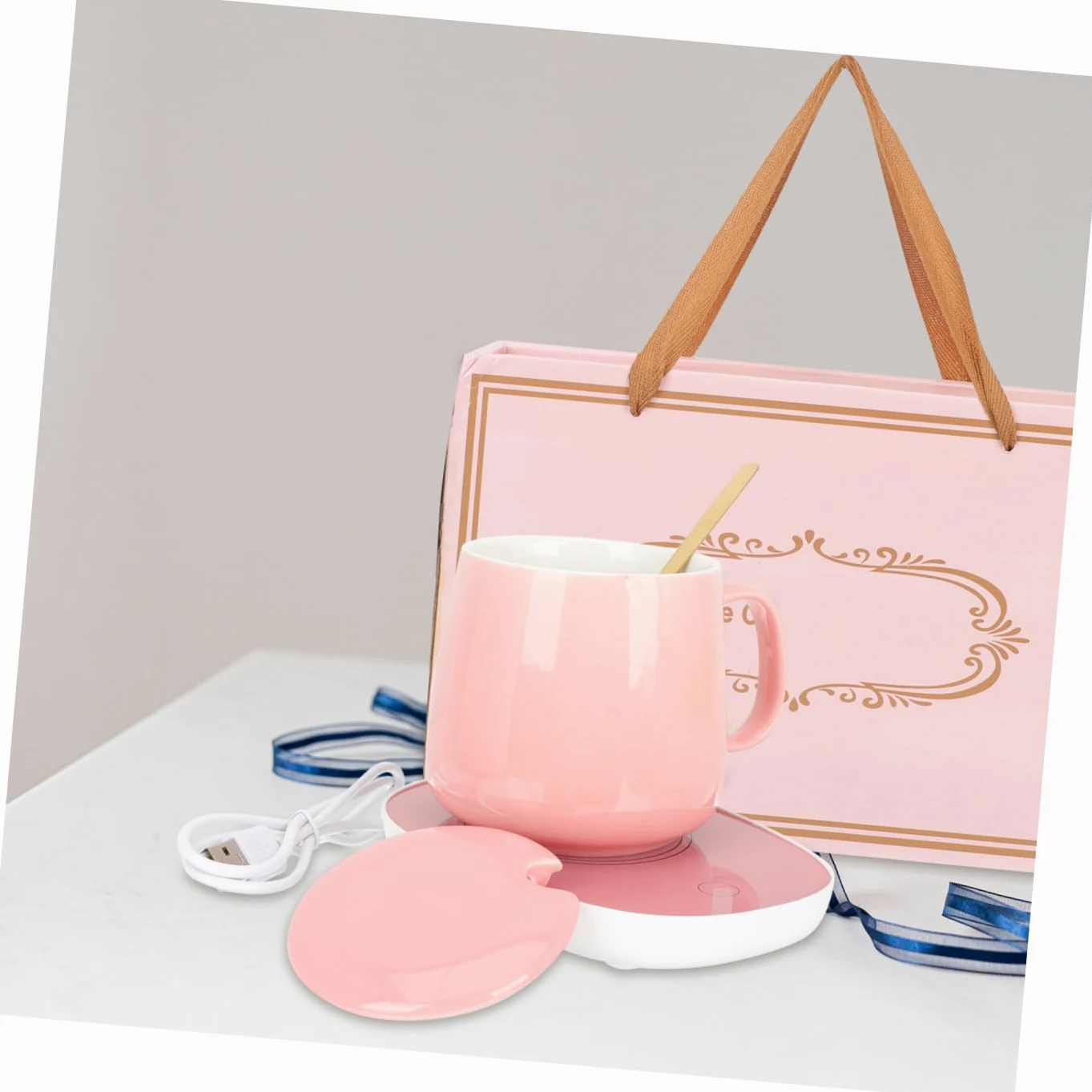 Scalda Tazze Elettrico in Ceramica Termostato per Caffè Tè Acqua Calda Tazza Termica USB da Scrivania Leggera e Resistente
