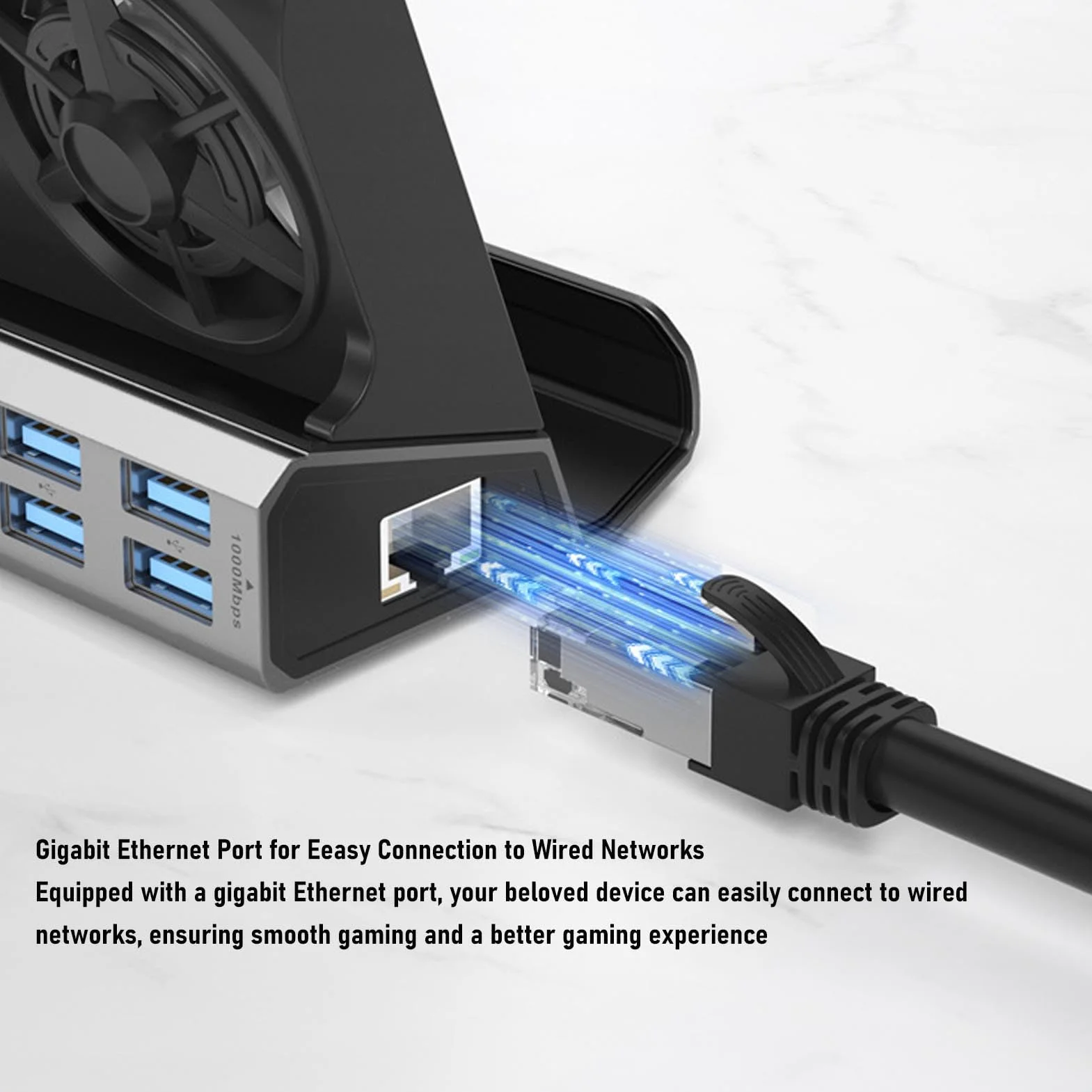 Docking Station per Console di Gioco Portatile, Hub USB C 10 in 1 con 4K 2.0, Gigabit Ethernet, Ricarica PD da 100 W, 5 Porte USB e Doppie Ventole di Raffreddamento, Compatibile