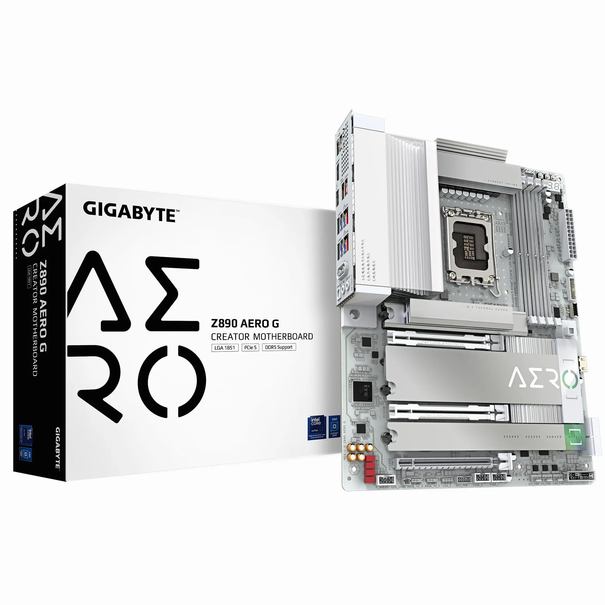 GIGABYTE Scheda madre Z890 AERO G - Supporta CPU Intel Core Ultra (Serie 2), 16+1+2 fasi VRM, fino a 8800MHz DDR5 (OC), 1xPCIe 5.0 + 4xPCIe 4.0, Wi-Fi 7, LAN 2.5GbE, Thunderbolt 4
