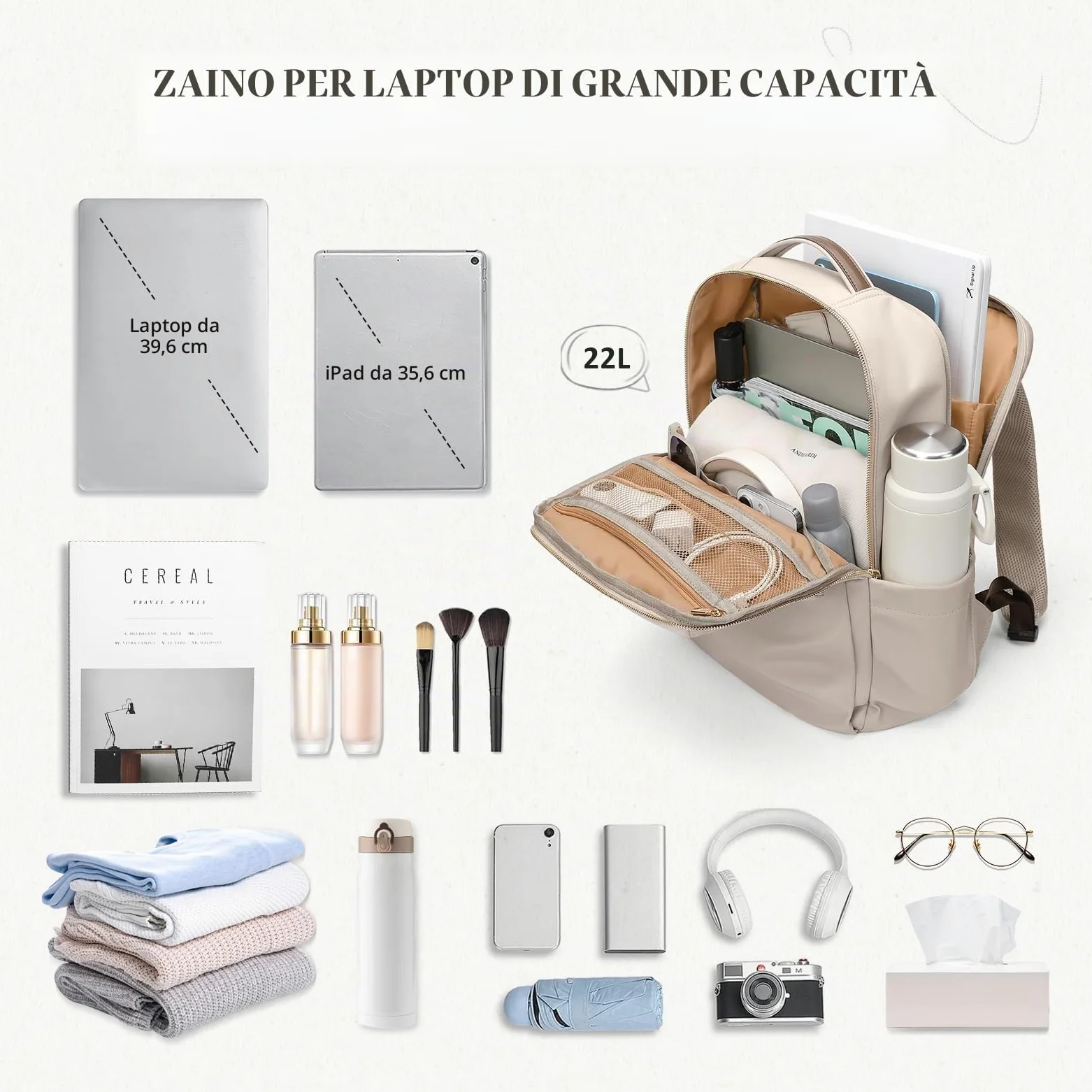 GOLF SUPAGS Zaino Porta PC Donna da 15.6 Pollici, Zaino Antifurto Donna Lavoro, Zainos Casual Daypacks per Università, Viaggi, Lavoro, Scuola
