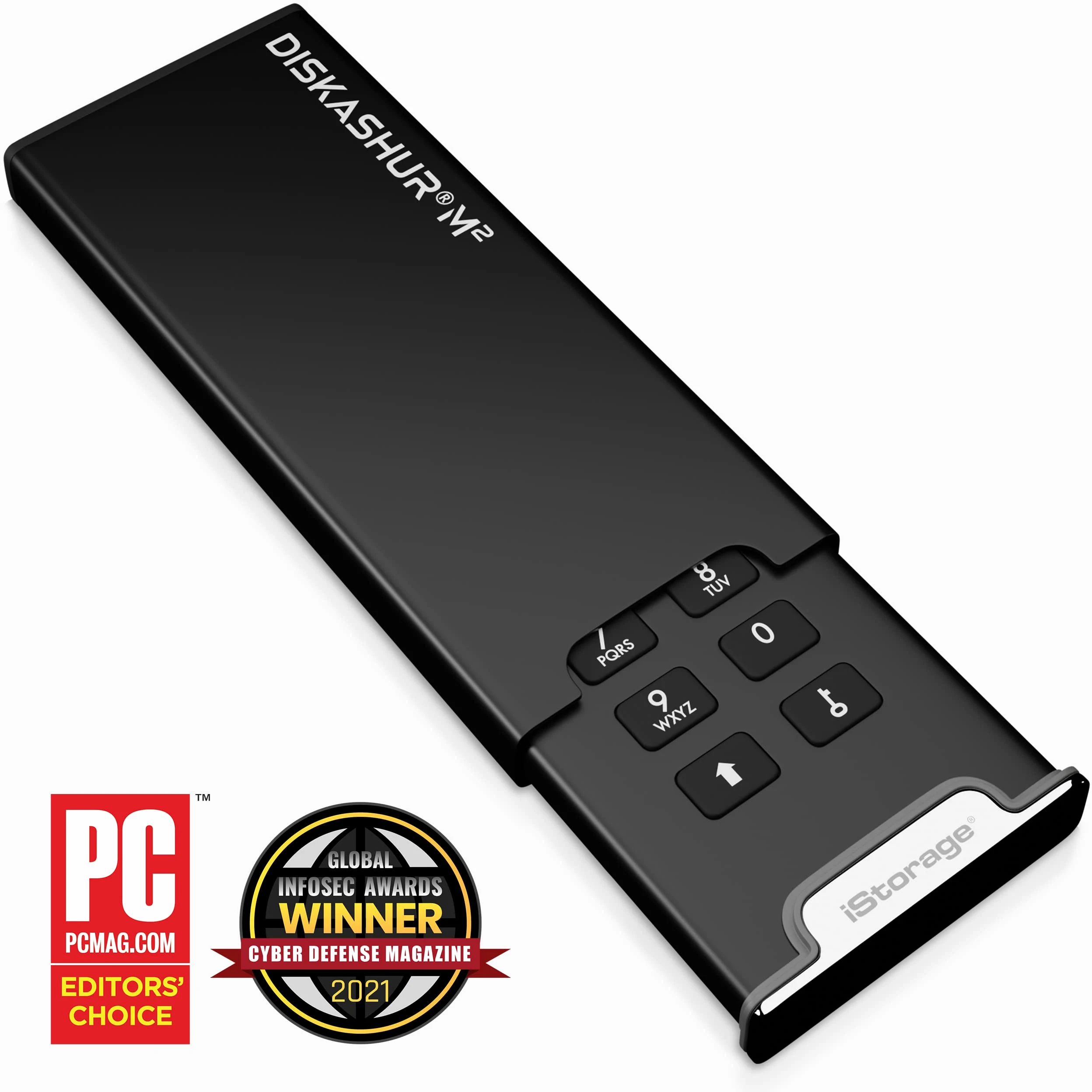 iStorage diskAshur M2 2 TB - SSD portatile USB 3.2 crittografato hardware e autenticato tramite PIN - ultraveloce - conforme a FIPS - robusto e portatile