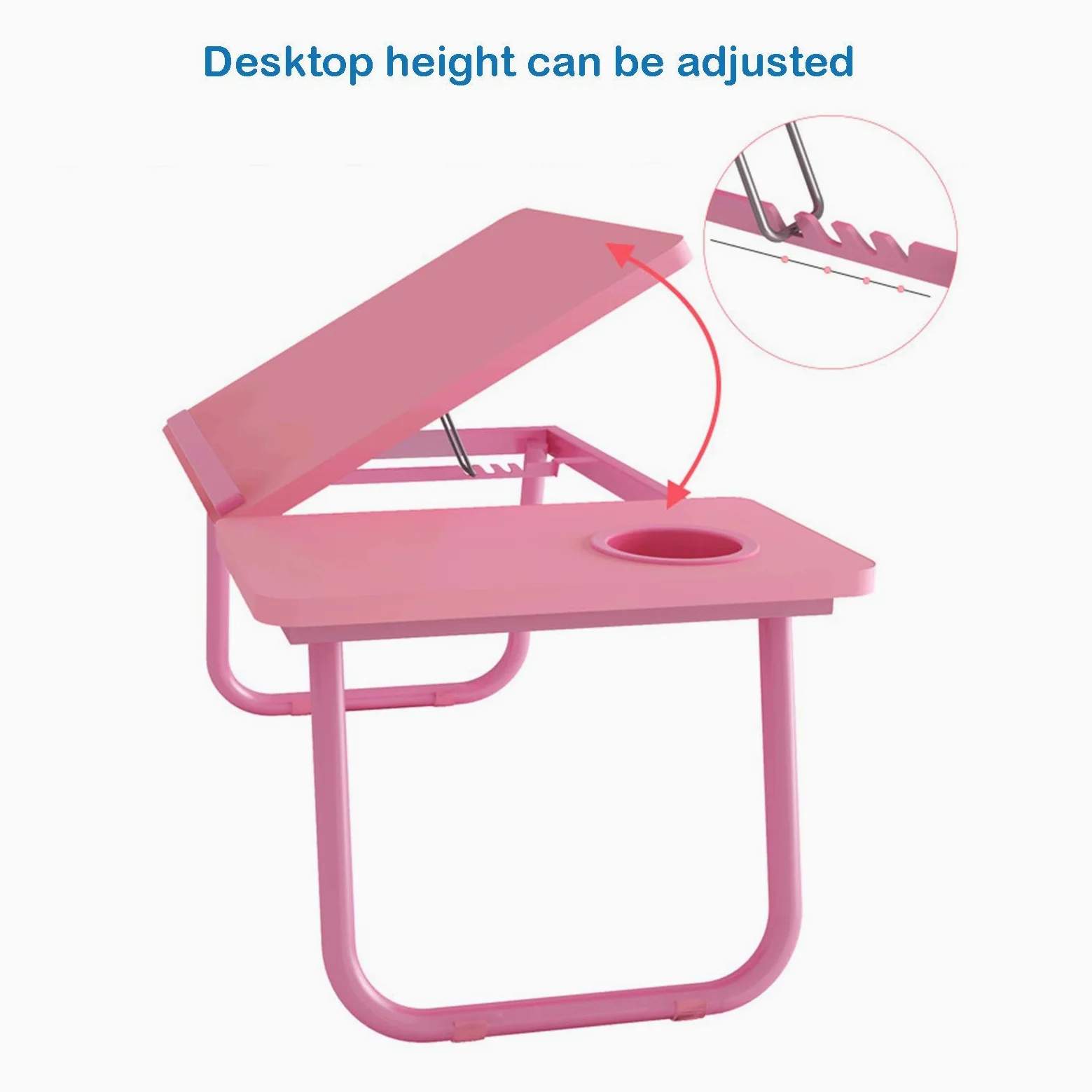 RENRUIRUI- Tavolo Pieghevole da Letto Laptop da Casa Piccola E Compatta per Dormitorio per Studenti con Portabicchieri E Ripiano Inclinabile (Color : Pink)