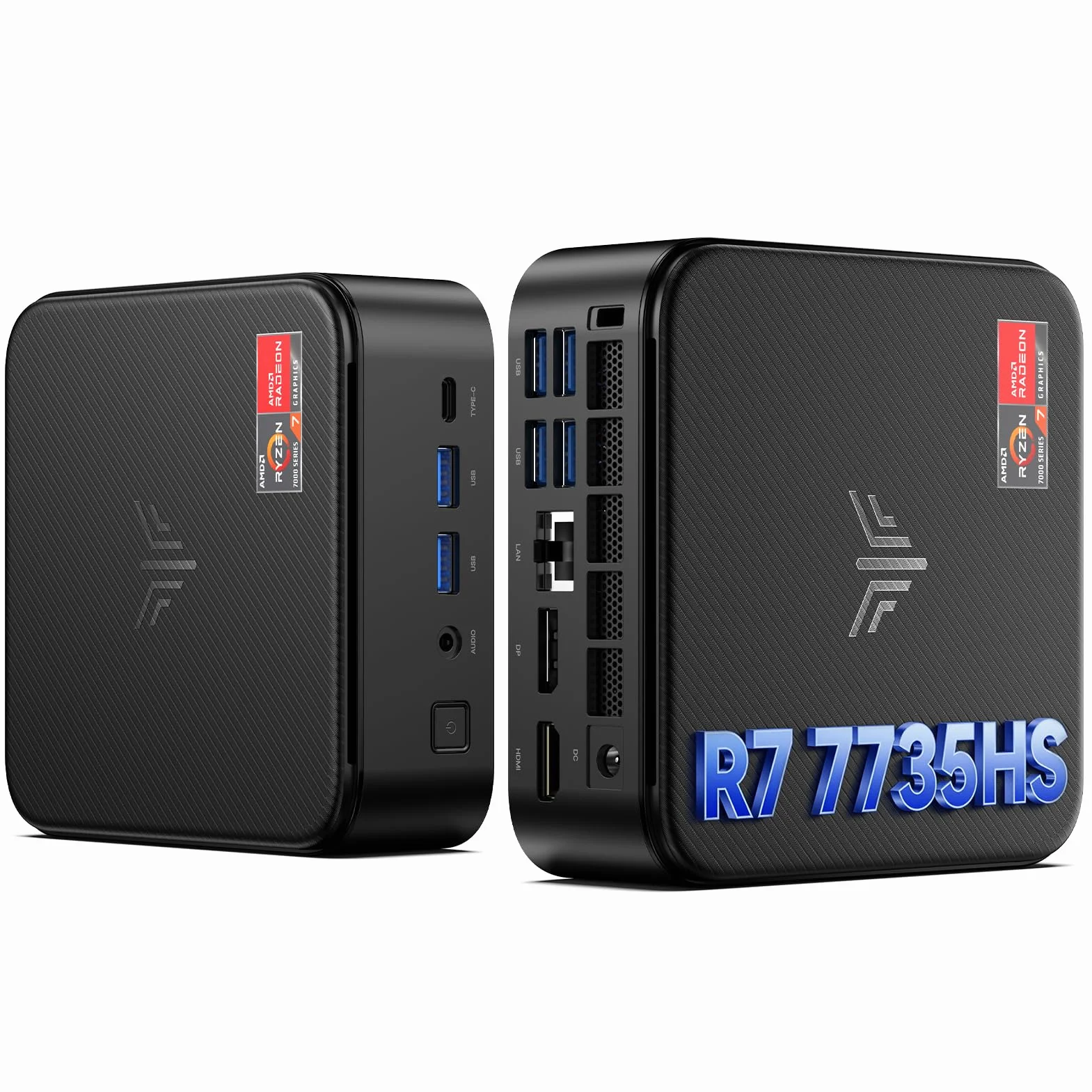 NiPoGi E3B Mini PC АMD Ryzen 7 7735HS W-11 Pro(8C/16T, fino a 4,75 GHz),24GB LPDDR5 5500 MT/s 512GB M.2 NVMe SSD Mini Computer,4K Triplo Display DP+HDMI+Type-C,WiFi 6/BT5.2/LAN per Negocio/Oficina