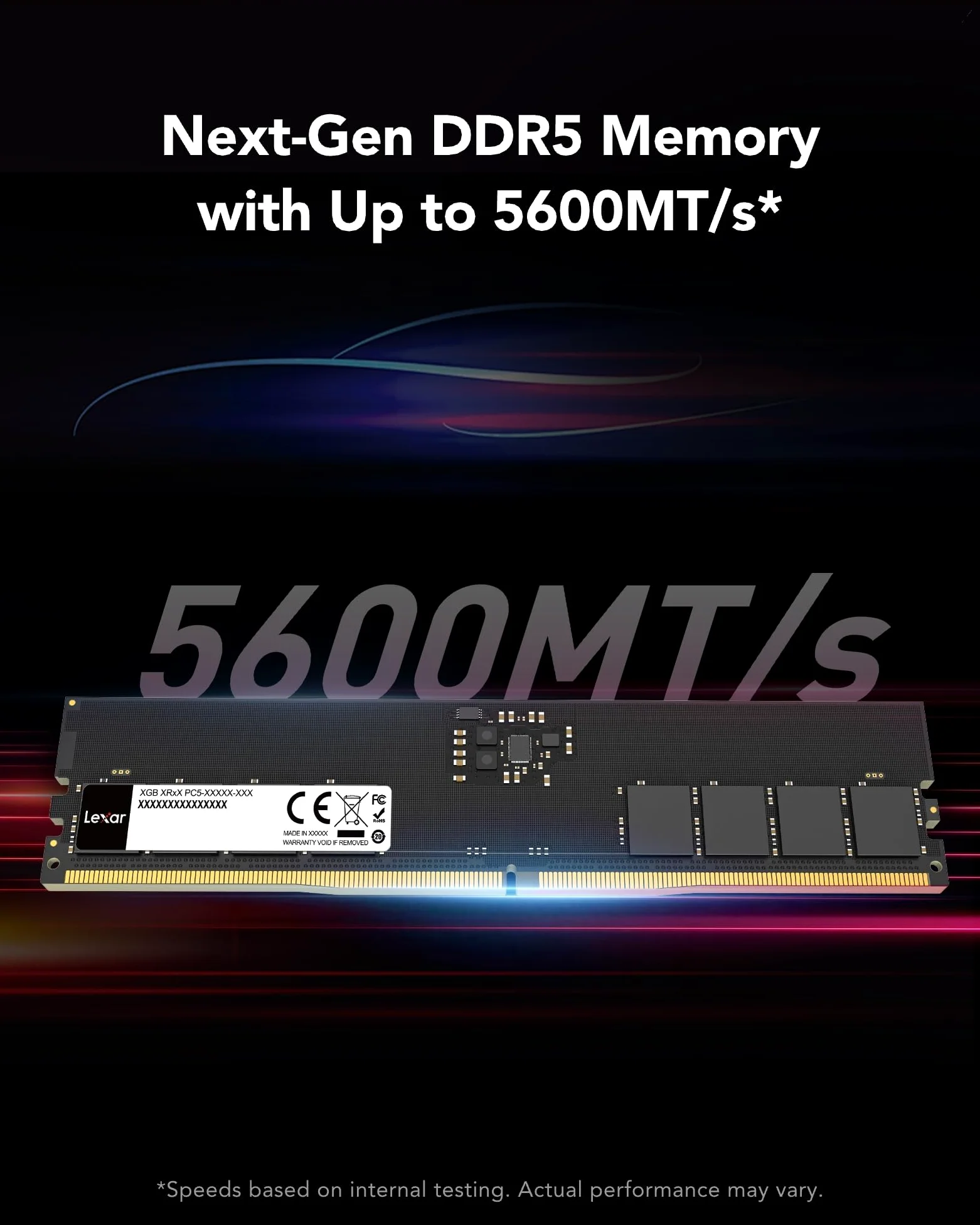 Lexar UDIMM 16GB DDR5 RAM 5600MHz CL46, RAM per computer a 288 pin, DRAM U-DIMM ad alte prestazioni per PC/computer, AI, 1.1V, CL46-45-45-90