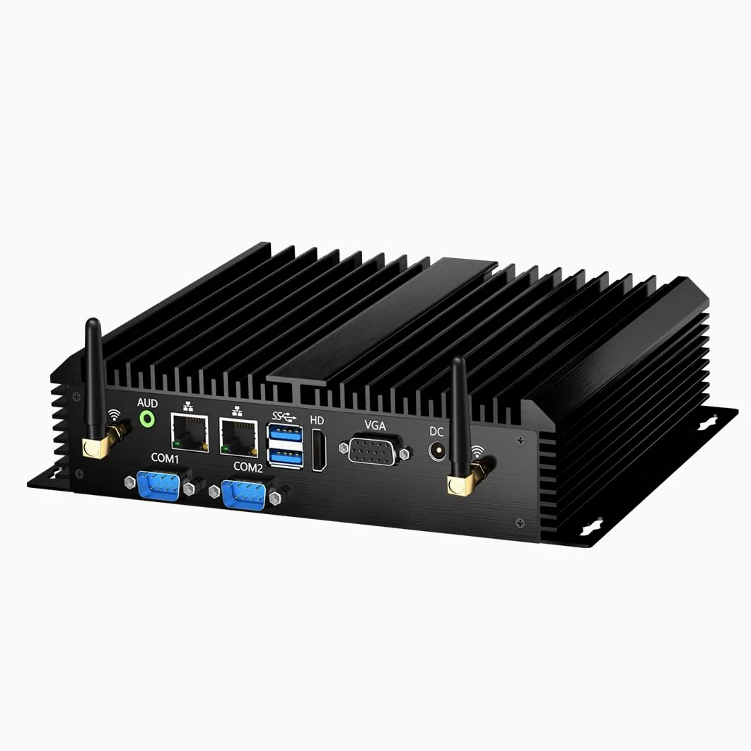 Mini PC Industriale, Computer Fanless con Core i7-5500U (2.4-3.0 GHz), 16GB RAM, 256GB SSD, 1* HDMI, 1* VGA, 2* COM RS232, Doppia LAN, WiFi/4G, WOL, Accensione Automatica, Windows 10 Pro
