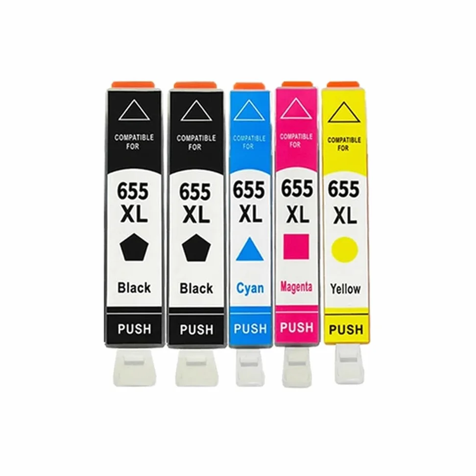 Cartuccia d'inchiostro ad alta resa HP655 655XL compatibile con stampanti HP3525 5525 4615 4625 4525 6520 6525 6625(5 PCS)