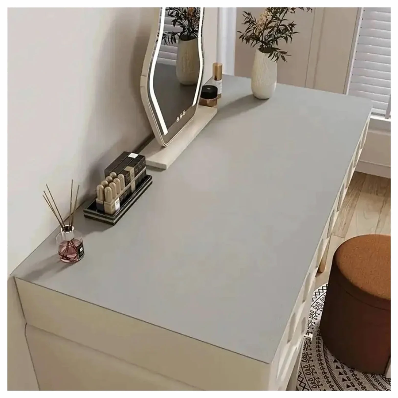 Tappetino da scrivania in pelle Tovaglia in pelle for proteggere gli occhi, for studenti, tovaglia for ufficio, for computer(Grey,80x150cm)