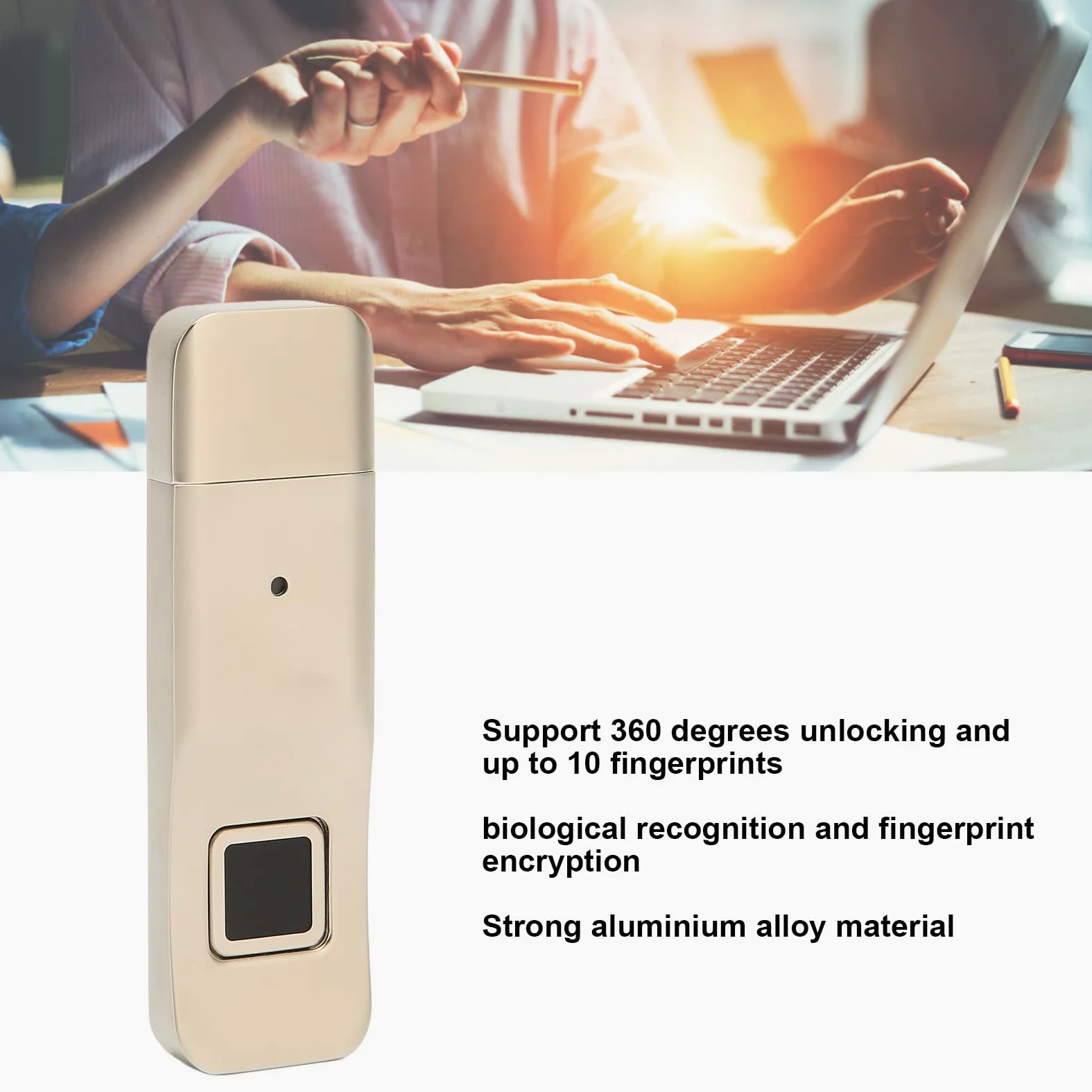 Chiavetta USB per Impronte digitali, Chiavetta USB Crittografata con Identificazione Ad Alta Velocità USB 3.0 da 32 Gb, Chiavetta di Memoria di Sicurezza per Impronte digitali Portatile
