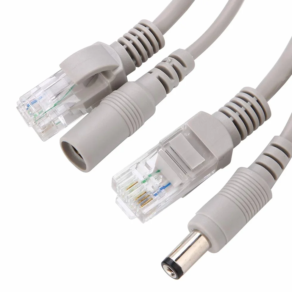 ASHATA Cavo Ethernet, 5M / 10M / 15M / 20M RJ45 + DC Cavo Ethernet CCTV Testa Maschio e Femmina Jack 2.1mm / 5.5mm per telecamere IP Sistema NVR 10 Mbps / 100 Mbps(20M)
