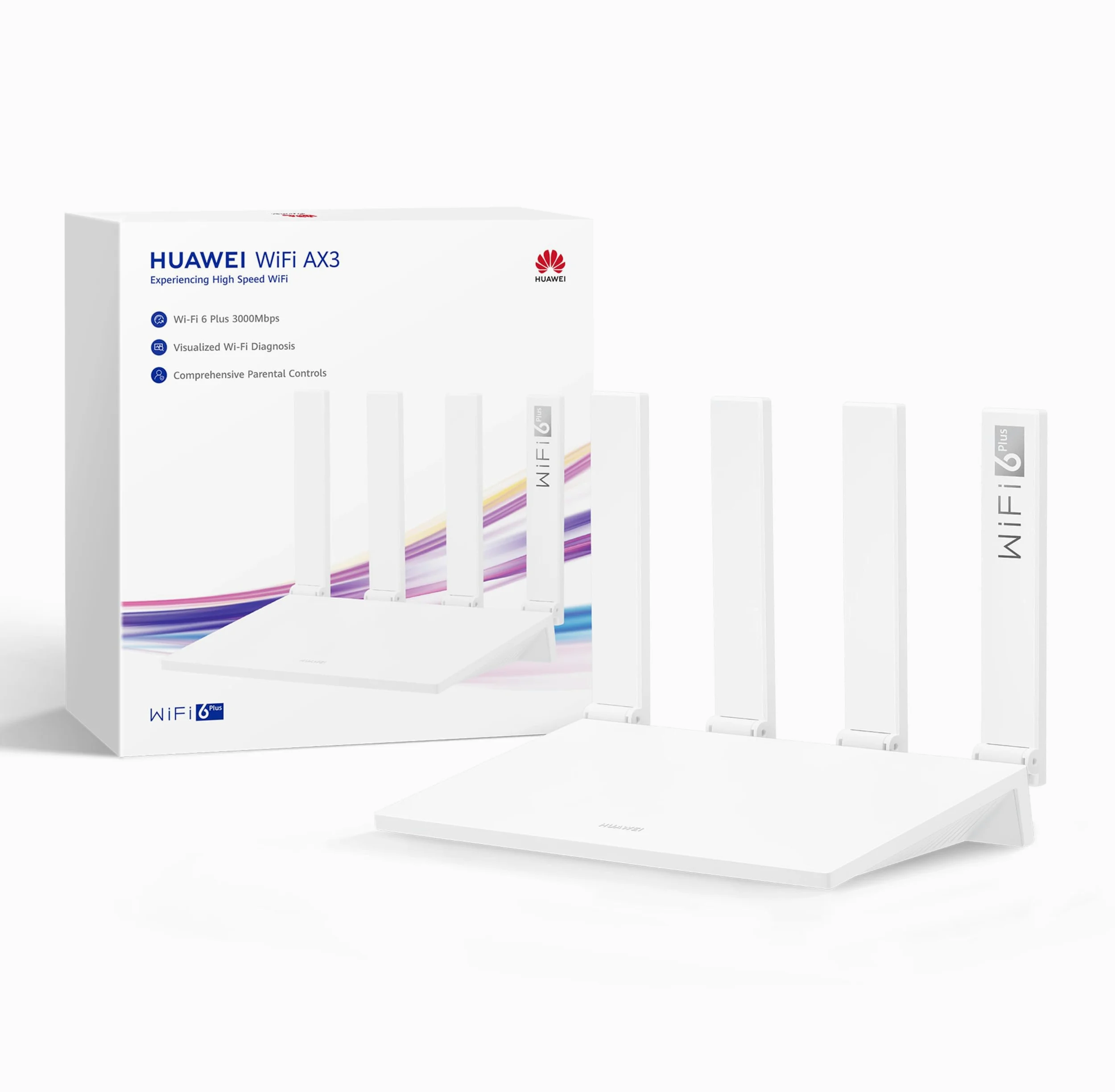 HUAWEI WiFi AX3 NEW Router, 6 Plus a 3000 Mbps, Larghezza di Banda Maggiore con 160 MHz, Gestione Intelligente del Domestico, Ampia Copertura, con HarmonyOS Mesh+, 30 Mesi di Garanzia