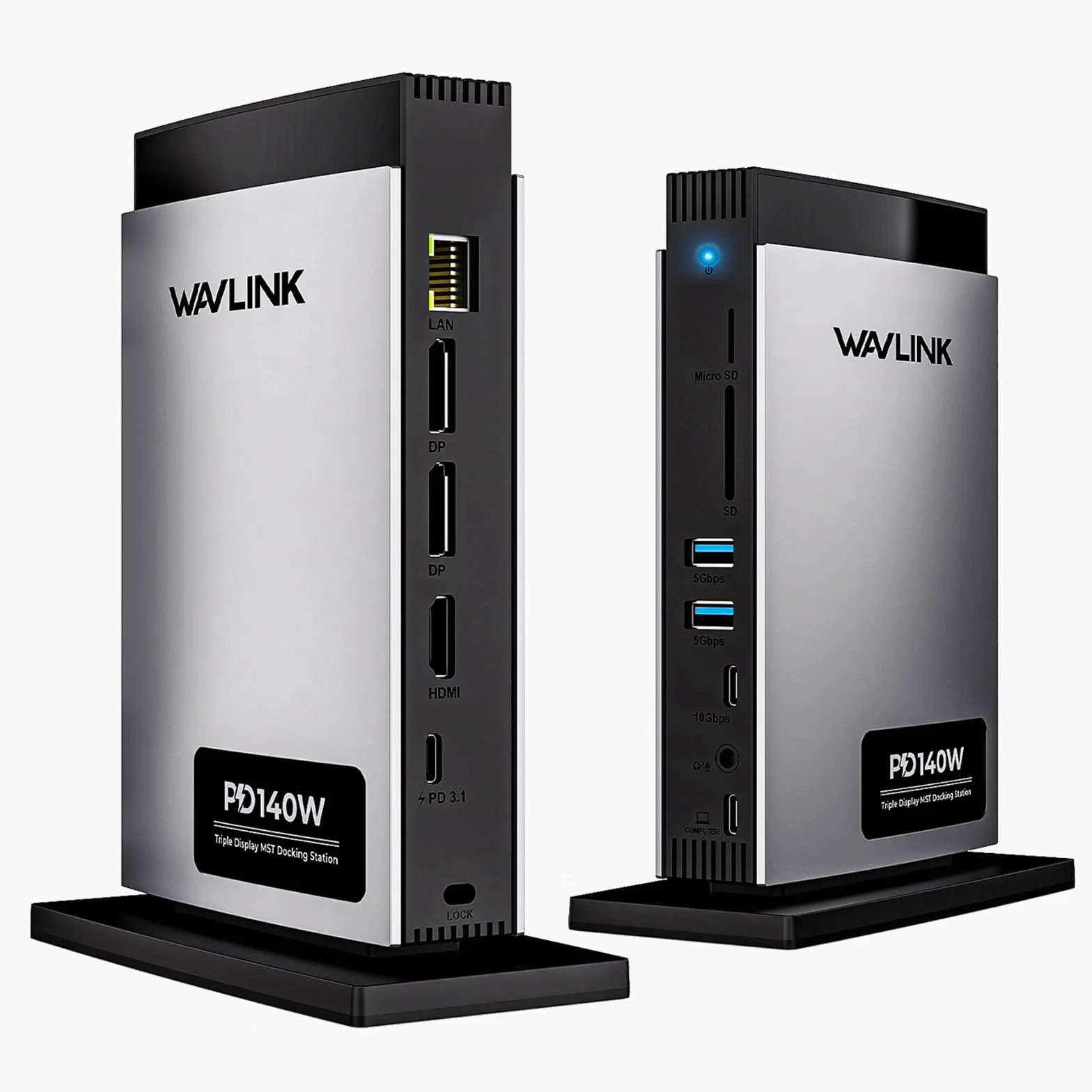 WAVLINK Laptop Docking Station Triplo display (Single 8K@30Hz/4K@144Hz), USB C Dock 125W PD3.1 Pass-Through, 2*DP, HDMI, Ethernet, SD/TF, per Windows