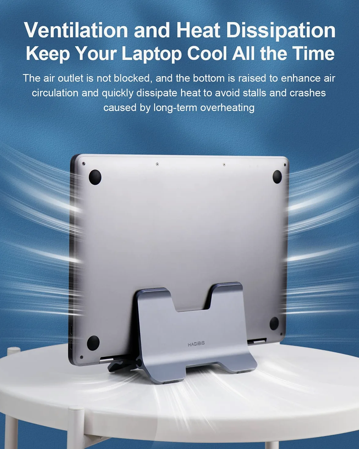 Hagibis Supporto Verticale per Laptop, Supporto per Notebook Regolabile Staffa salvaspazio per MacBook Pro, Mac Mini, iPad, Surface, Samsung, Lenovo, Huawei, HP, Dell （Lega grigia）