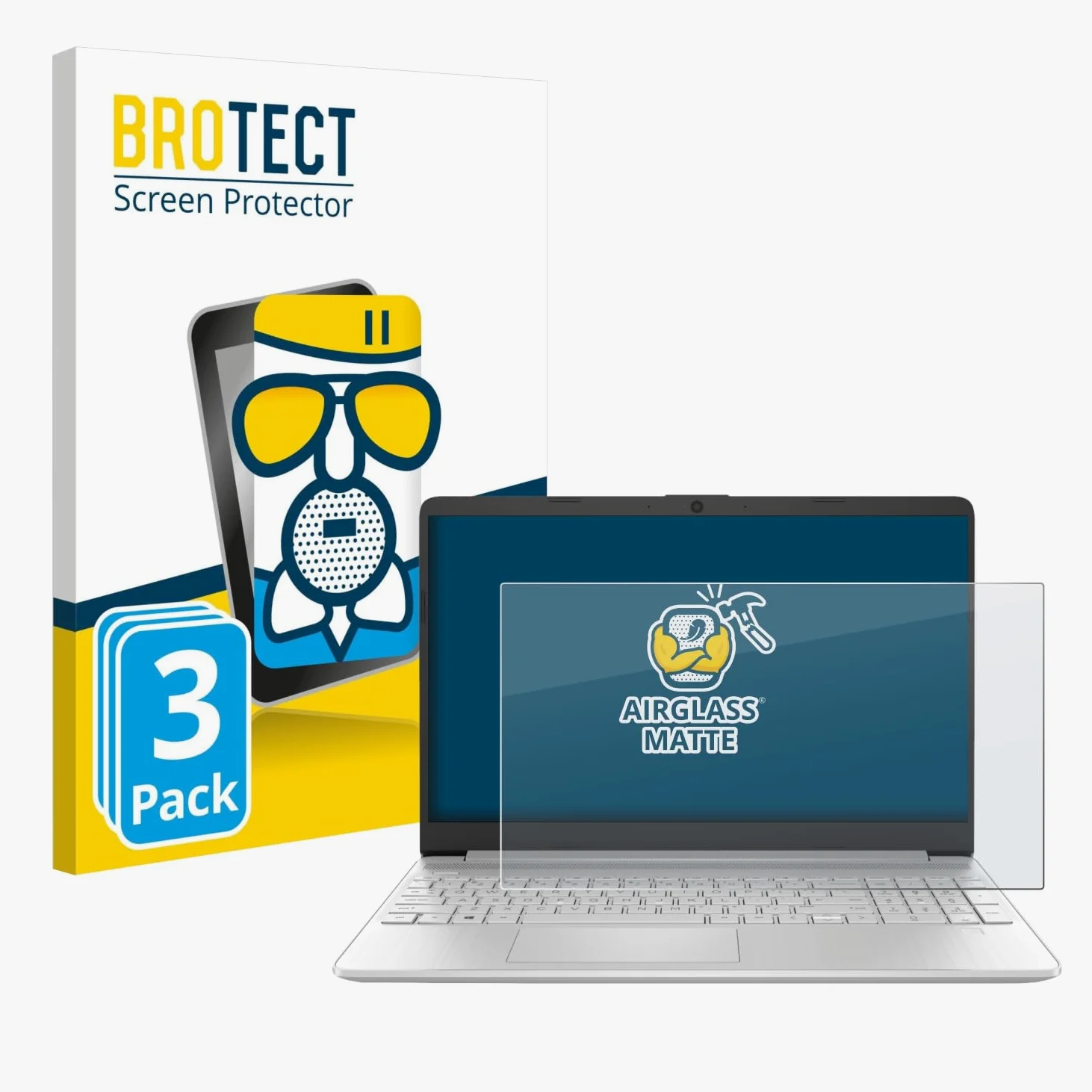 brotect 3 Pezzi Pellicola Vetro per HP 15s-fq2000 | Opaca Protezione Schermo Made in Germany, Anti-Riflesso Durezza 9H Anti-Graffio