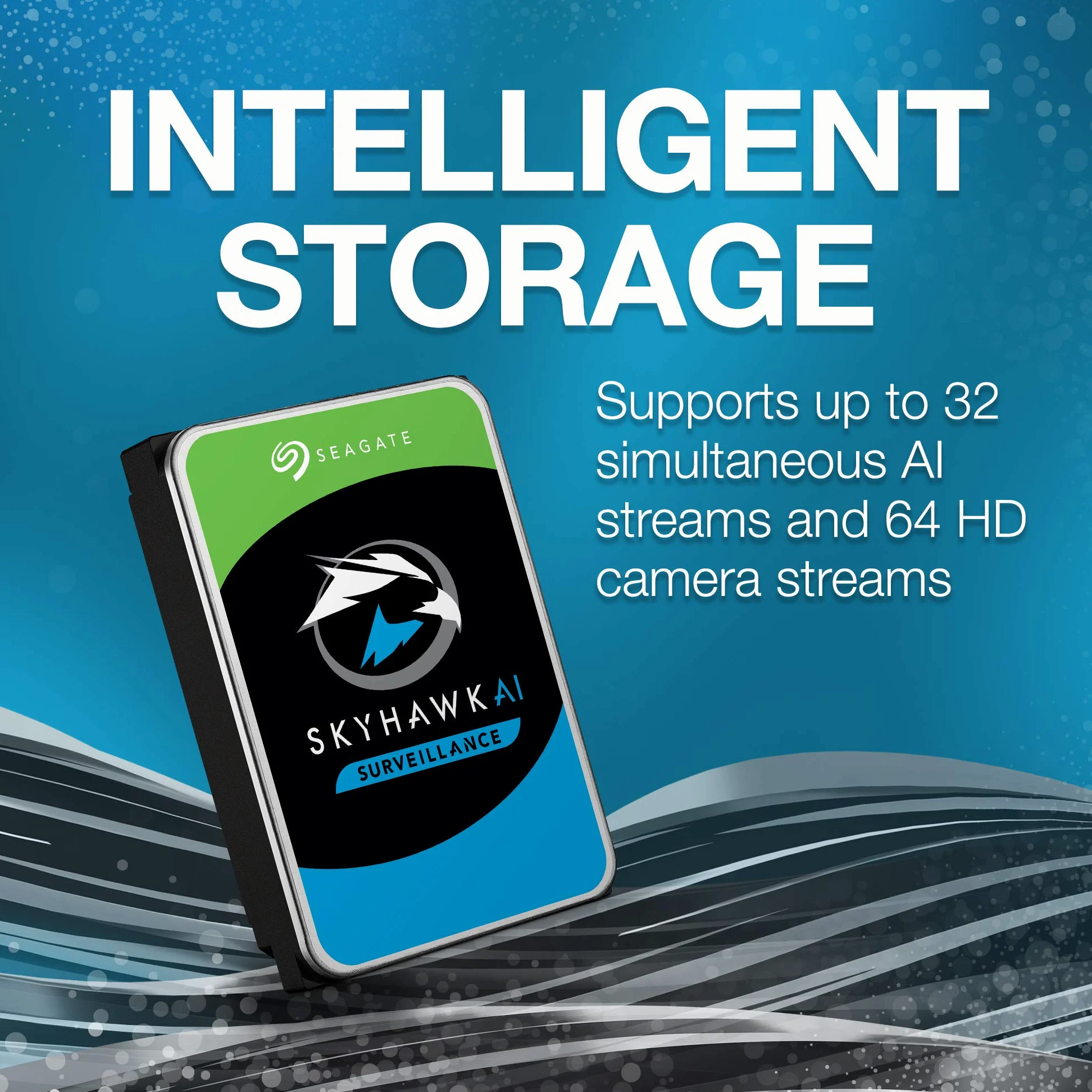 Seagate - Disco rigido SkyHawk AI da 10 TB di sorveglianza da 3,5", ST10000VE0008 (SATA 6 Gb/s/250 MB/7200 giri/min)