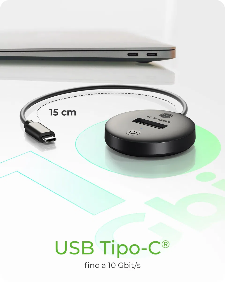 ICY Box DockingStation NVMe & SATA M.2 SSD, USB-C 3.1 Gen 2, 10 Gbps, senza attrezzi, IB-1610MCD-C31