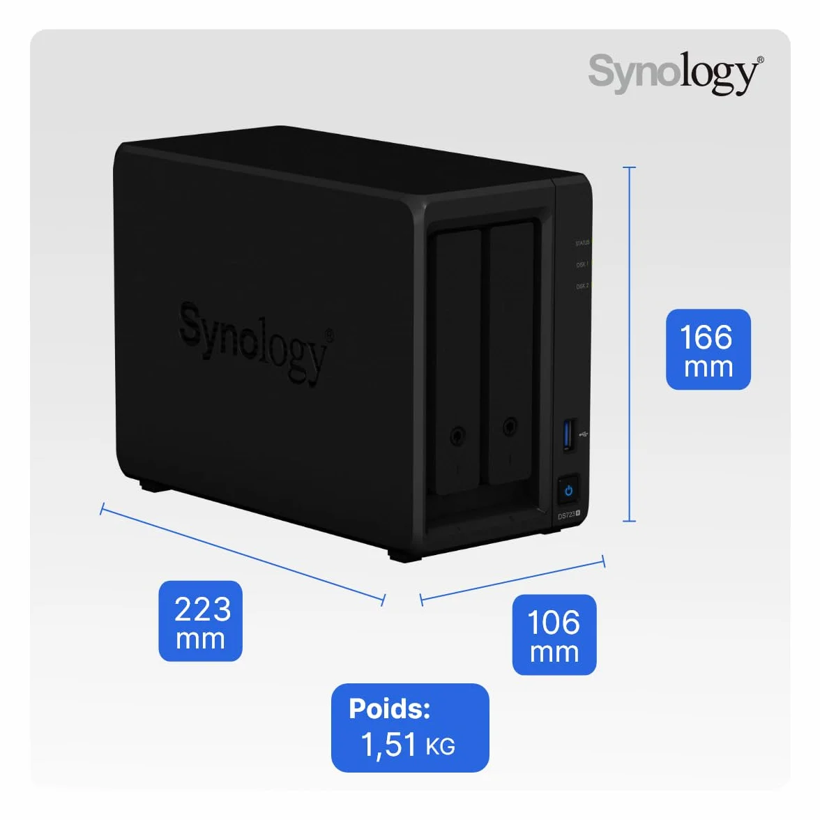 SYNOLOGY NAS 2BAY SATA DS723+