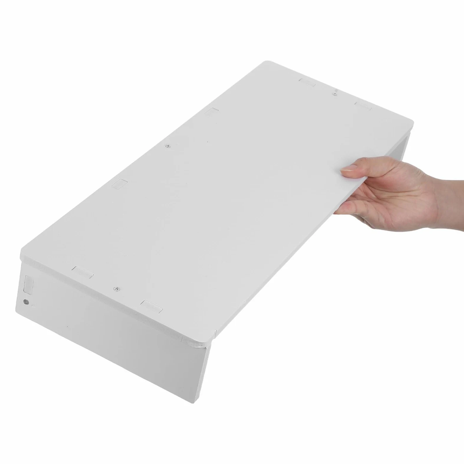 NUOBESTY Rialzo per Monitor Rustico Bianco a 2 Livelli in Legno Plastico | Ripiano Doppio, Superficie Rifinita, Uso su Scrivania Ufficio e Postazioni Gaming