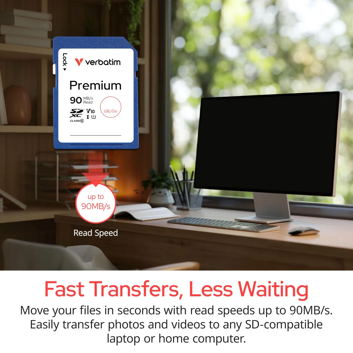 Verbatim Scheda di memoria SDXC Premium U1-64 GB - Scheda SD per video Full HD - scheda con protezione scrittura integrata - Scheda di memoria nera - Scheda SD per fotocamera, PC ecc.