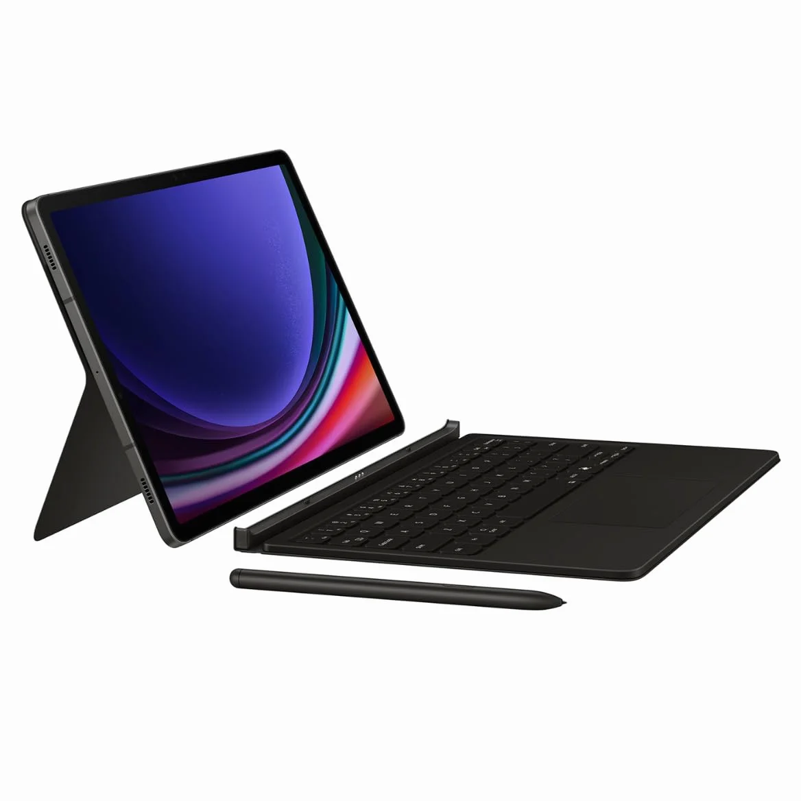 Samsung EF-DX815 - Custodia protettiva per Galaxy Tab S9+, tastiera QWERTZ, tasti funzione, connettore POGO, touchpad, scomparto S Pen e controllo gestuale, colore: Nero