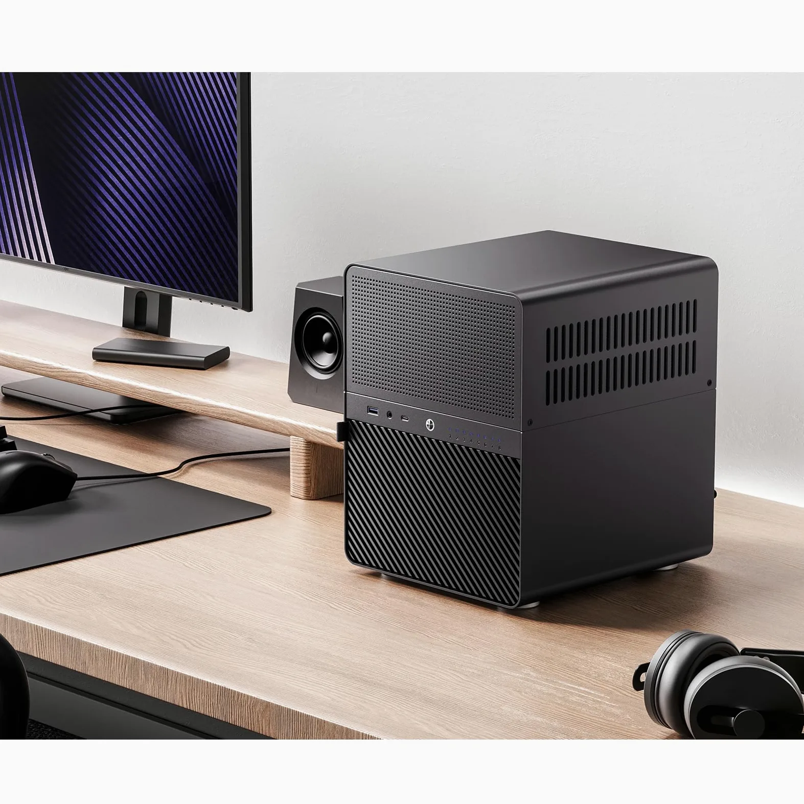 Jonsbo N3 NAS Case Nero – Case Mini-ITX compatto in alluminio per 8x HDD da 3,5", hot-swap, 2 ventole da 80 mm, alimentatore SFX, USB-C
