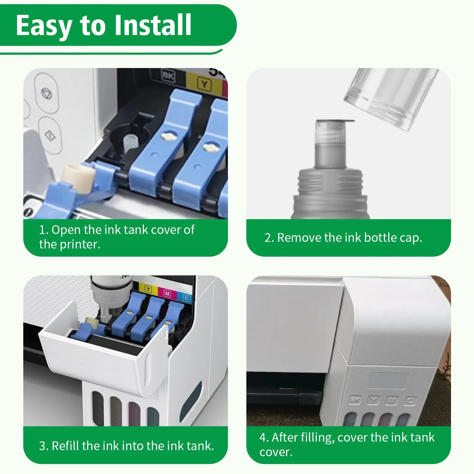 102 Inchiostro Compatibile con Epson 102 Flaconi di Inchiostro per Ecotank ET-2750 ET-4750 ET-4850 ET-3850 ET-2756 ET-2751 ET-2850 ET-2856 ET-3700 ET-3750 ET-4856 ET-15000 (4 Pack BK/C/M/Y)