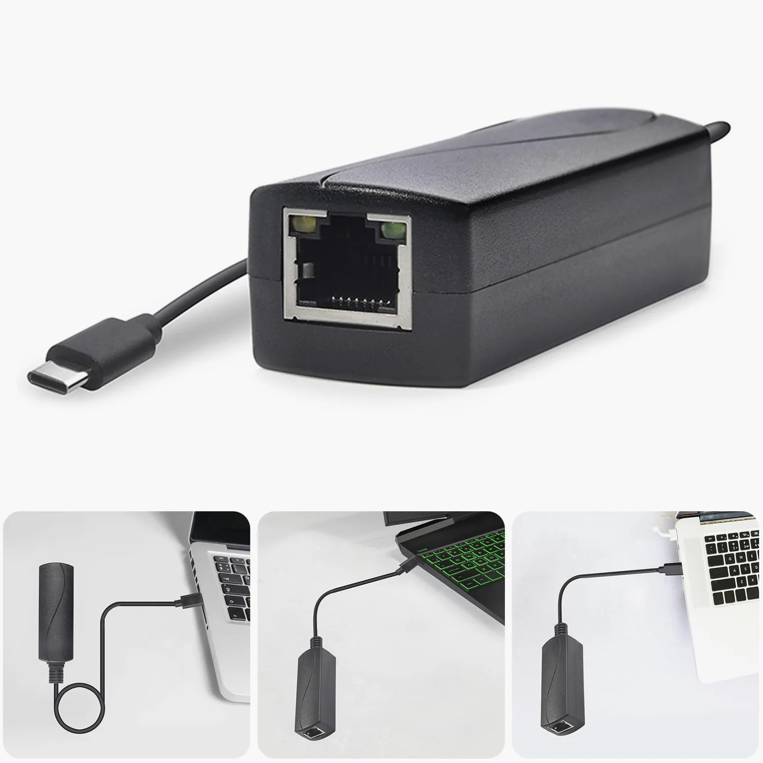 Adattatore Gigabit Power Over Ethernet a tipo C, 10/100/1000 Mbit/s, a banda larga, convertitore di ricarica per smartphone, tablet, Power over Ethernet