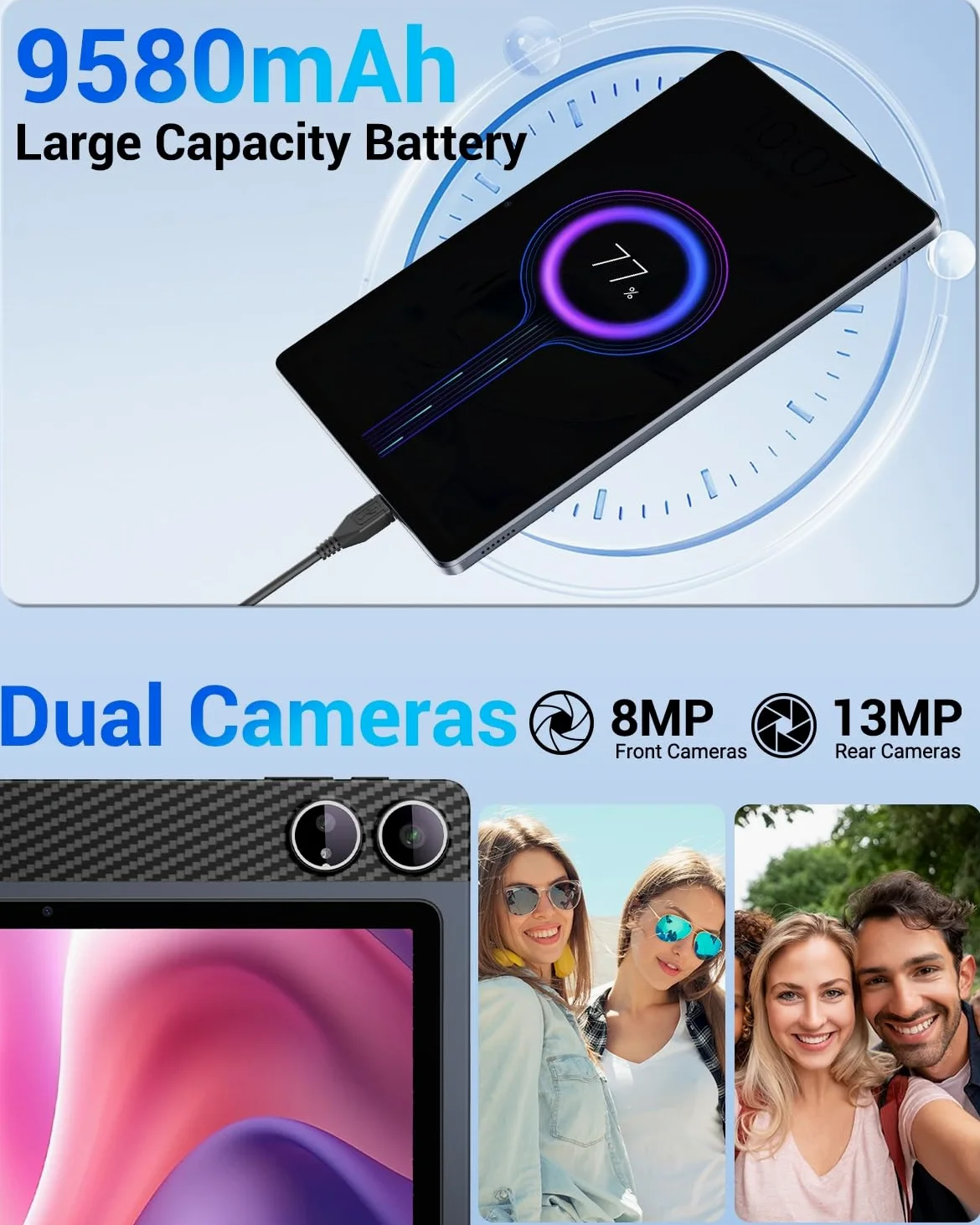 Tablet 11 Pollici Cellulare, 36GB RAM + 512GB ROM/1TB TF, 4G LTE Dual SIM + 5G WLAN, Octa Core Android 15 Tablet con batteria 9580mAh 13MP, GPS, GMS, con tastiera/penna/mouse/custodia/cuffie