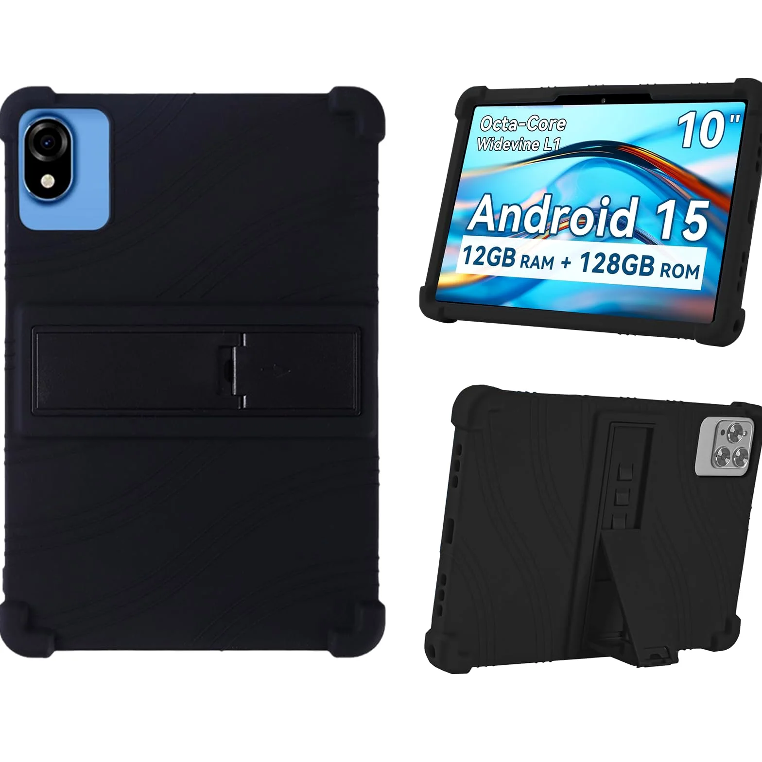 Custodia in silicone per Callsky-Tab 10.1 pollici Android Tablet caso, custodia per bambini per Callsky 10.1 pollici supporto regolabile (nero)