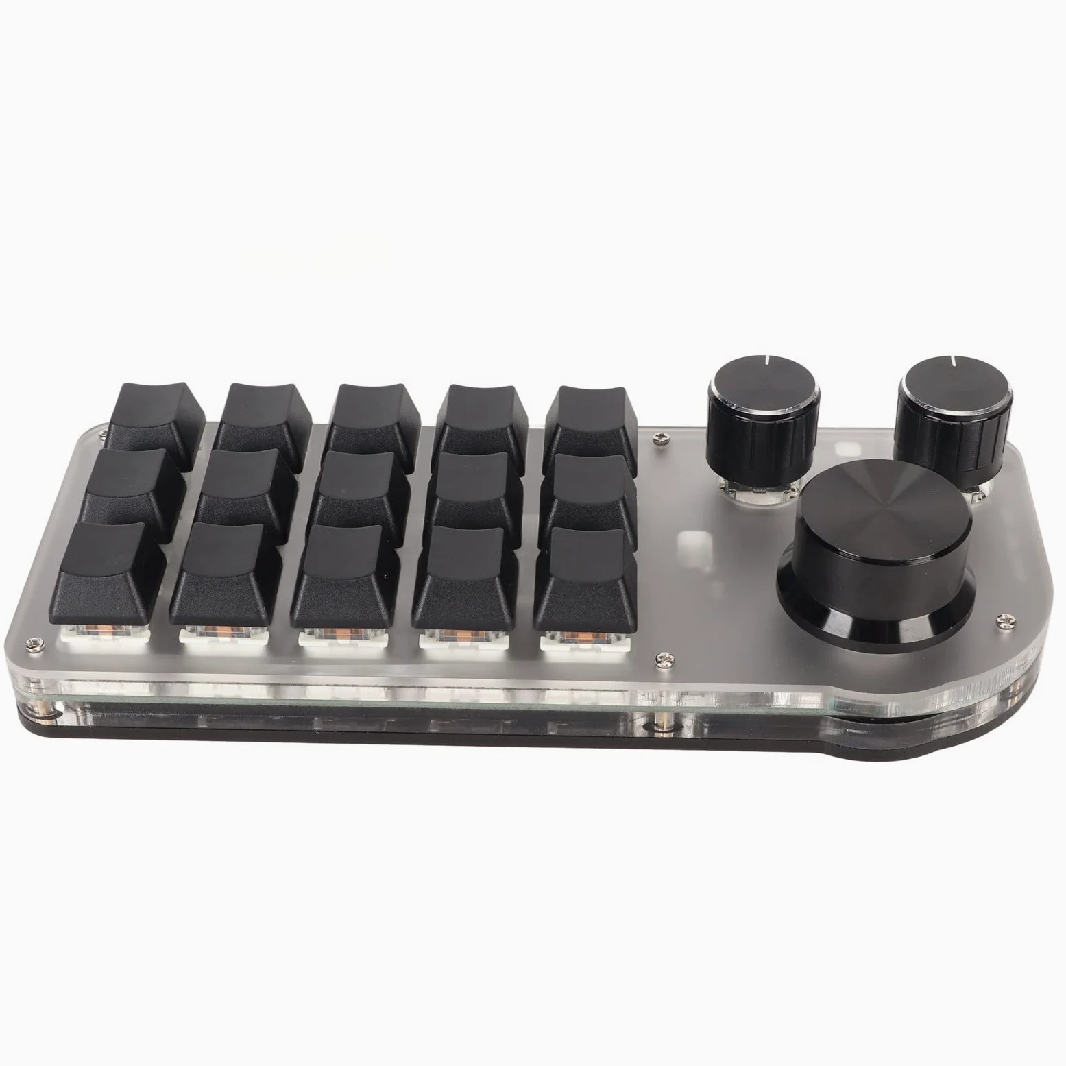 Alomejor Mini Tastiera USB Meccanica Wireless a 15 Tasti con Manopole per Musica da Gioco e Ufficio in Acrilico Bianco