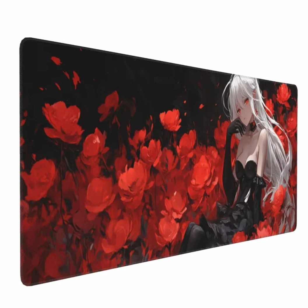 Tappetino Mouse XXL 1400x600x3mm Tappetino Mouse Fiore Ragazza Impermeabile Tappetino Gaming Mouse Pad XXL Tappetino Scrivania, Base Antiscivolo Migliora Precisione e Velocità per Desktop/Ufficio