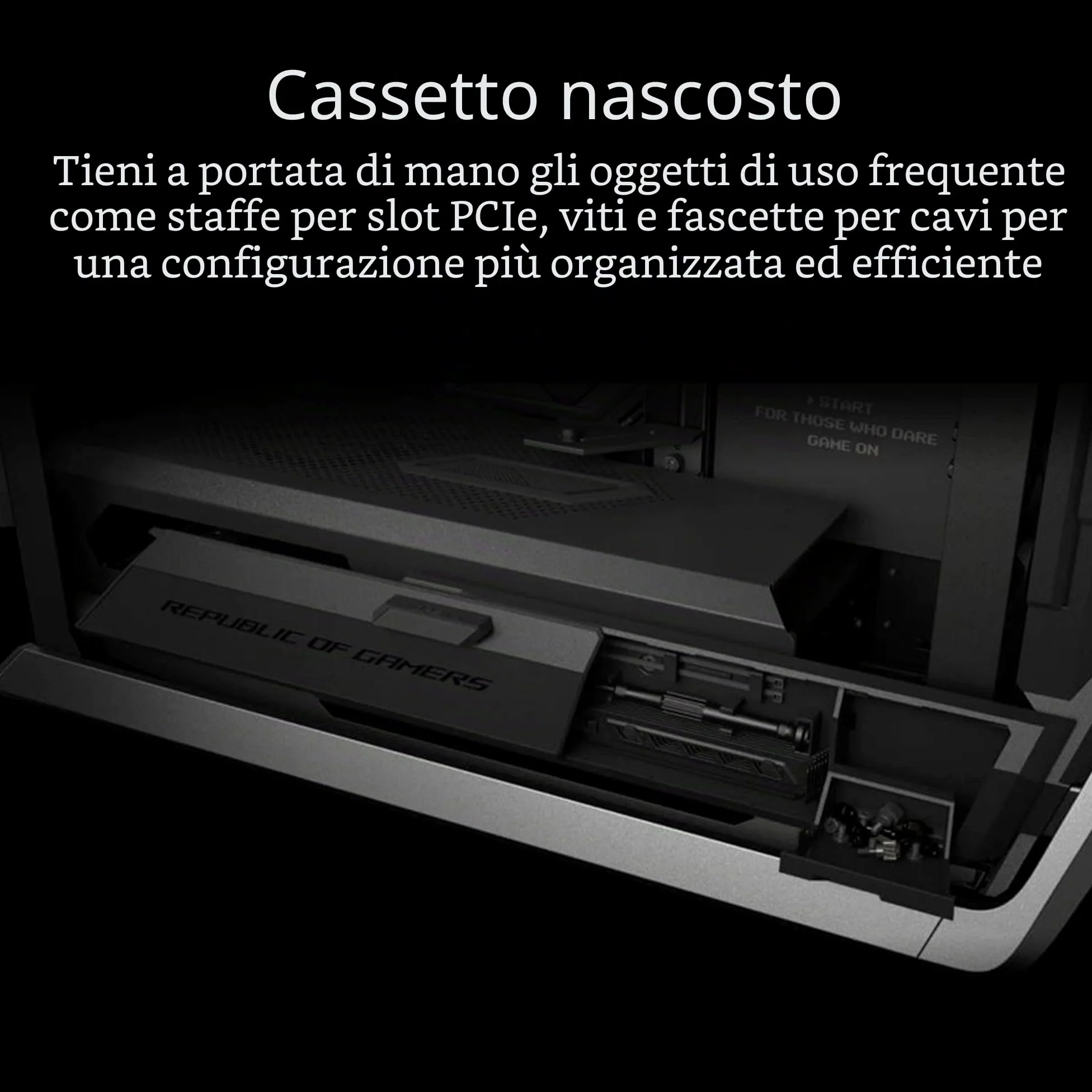 ASUS ROG Hyperion GR701, Case Gaming E-ATX, Full Tower in Alluminio, Pannelli Tool-free, Illuminazione RGB, Supporto per Dissipatori da 360 mm, Compatibile con Schede Grafiche fino a 460 mm, Nero