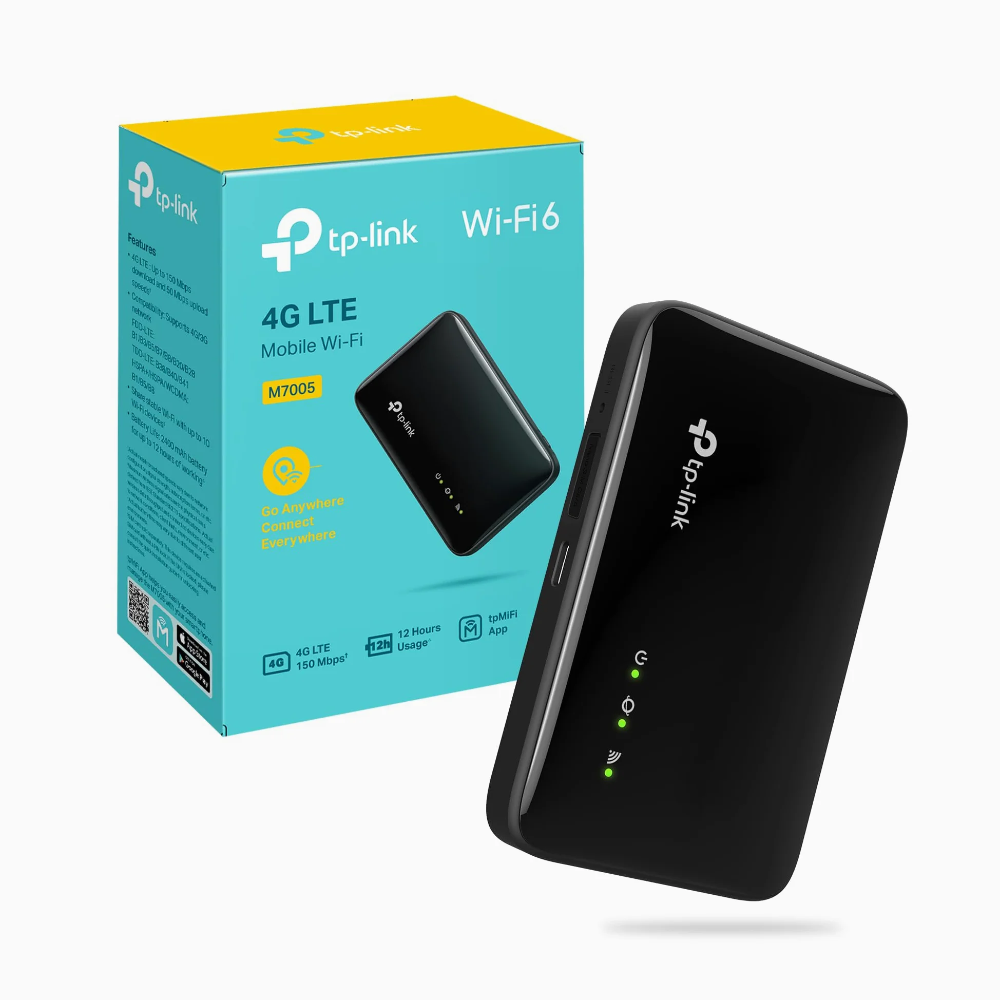 TP-Link M7005 Saponetta WiFi 6 AX300Mbps, Router WiFi con SIM, Router 4G LTE Cat4, Modem con SIM, Fino a 150 Mbps, Batteria 2400mAh, Fino a 12 Ore di Utilizzo