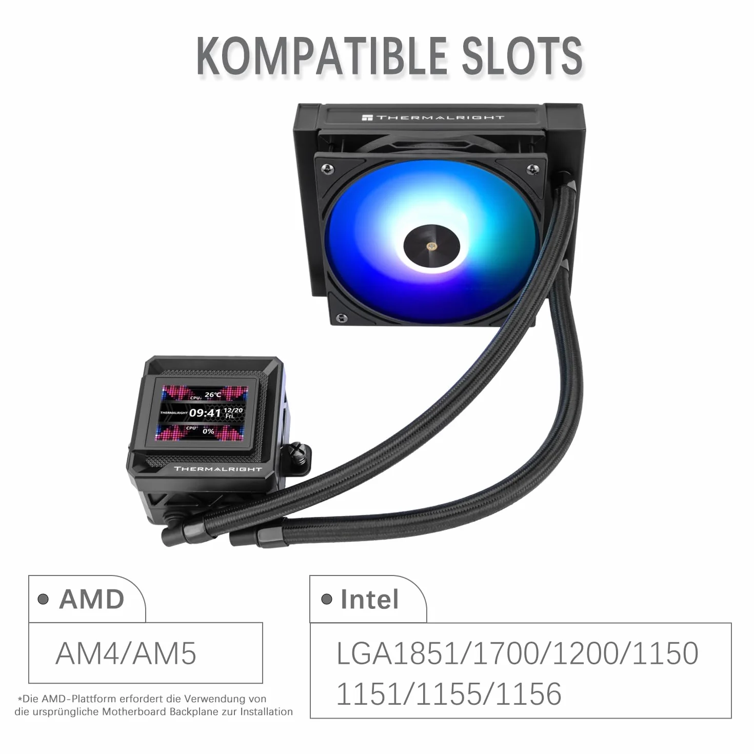TR-Thermalright FW120 SE ARGB - Raffreddatore per CPU liquido, display LCD IPS da 2 pollici, risoluzione 320 x 240 (magnetica), design dello schermo fai da te, 120 mm, per AM4/AM5, Intel LGA1851/1700