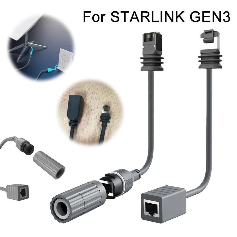 Per adattatore Starlink Gen3 V3 RJ45 Ethernet, connettore di ricambio impermeabile per satelliti rettangolari, convertitore Gen 3 RJ45 per accessori router Starlink