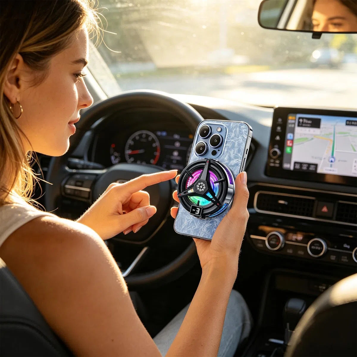 Ventola di raffreddamento per smartphone, portatile, con luci RGB e controllo intelligente della temperatura, per streaming live, giochi sul telefono, guardare serie TV, casa