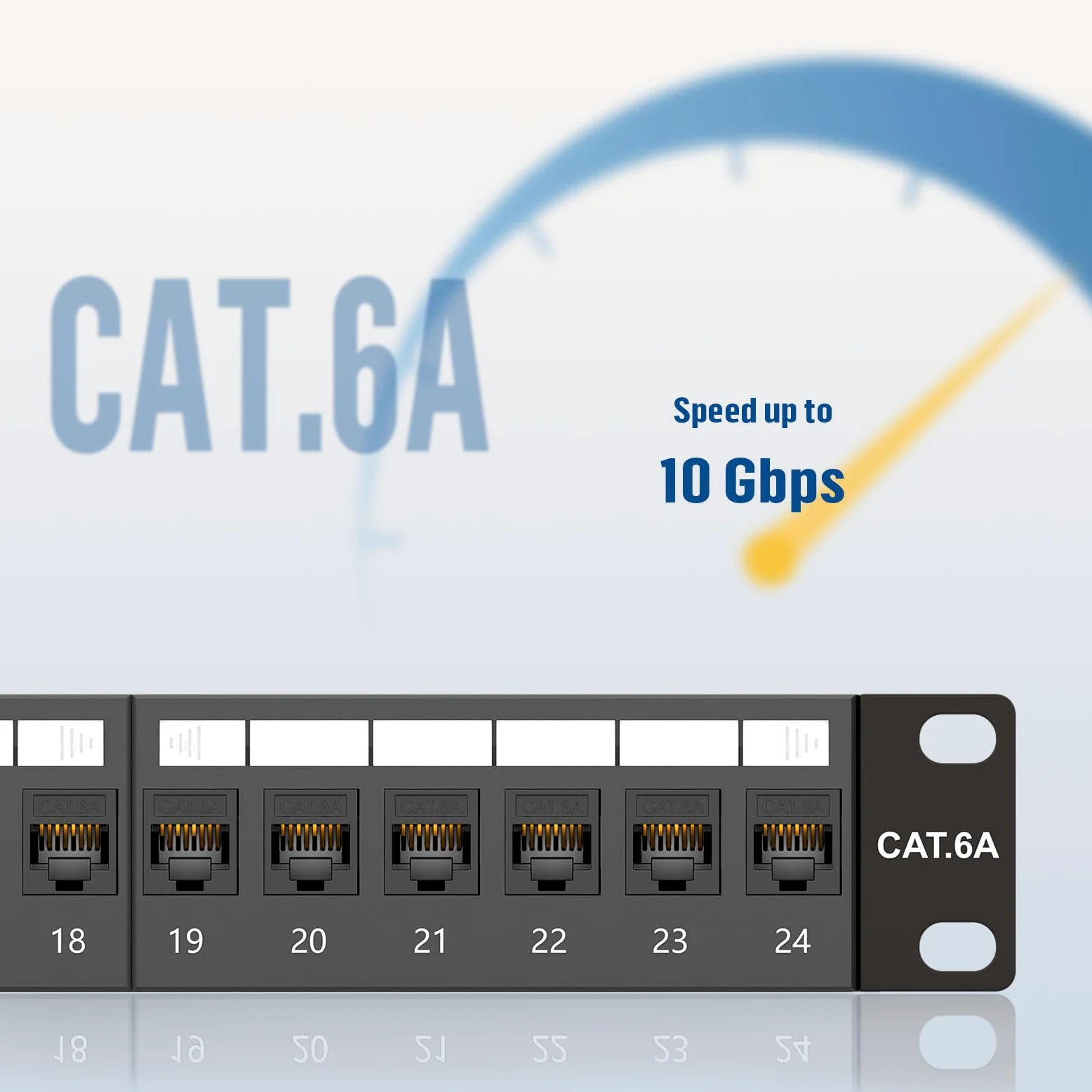 FGB Patch Panel da 10 Gbps a 24 porte, Patch Panel Cat6A 1U, montaggio a rack da 19 pollici o pannello patch Keystone per montaggio a parete con barra posteriore, pannello patch di rete per cablaggio