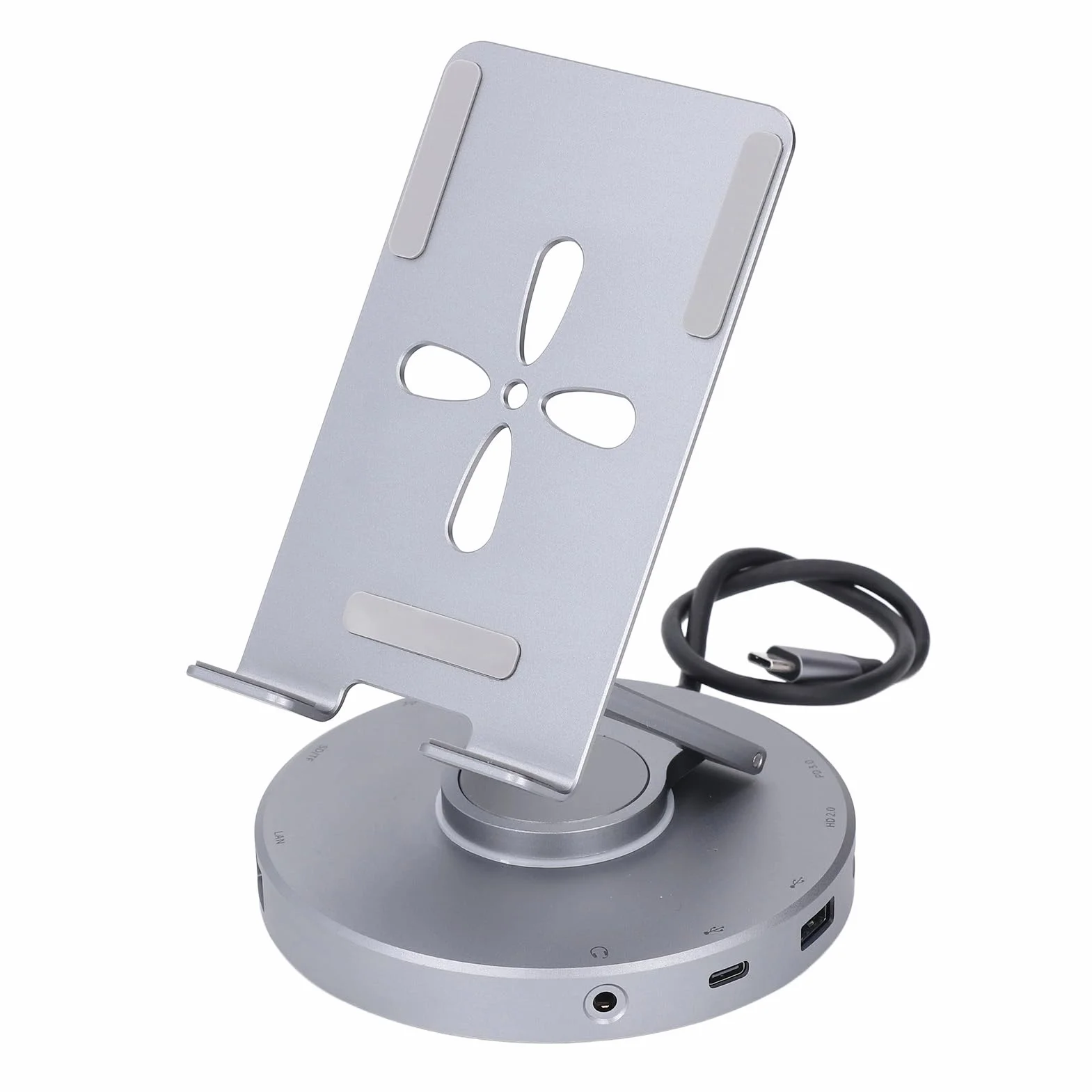 Demeras Docking Station Hub USB 10 in 1 con Supporto per Tablet Laptop e Console di Gioco in Lega di Alluminio