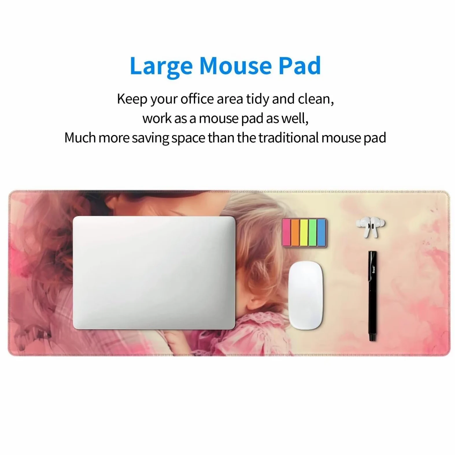 Tappetino Mouse, Tappetino Mouse Gaming Grande XXL 1500x800x3mm Tappetino Scrivania Mouse Pad, Base in Gomma Antiscivolo, Bordi Cuciti,Lavabile, Mousepad per Ufficio e Gaming (Madre figlio) R-526