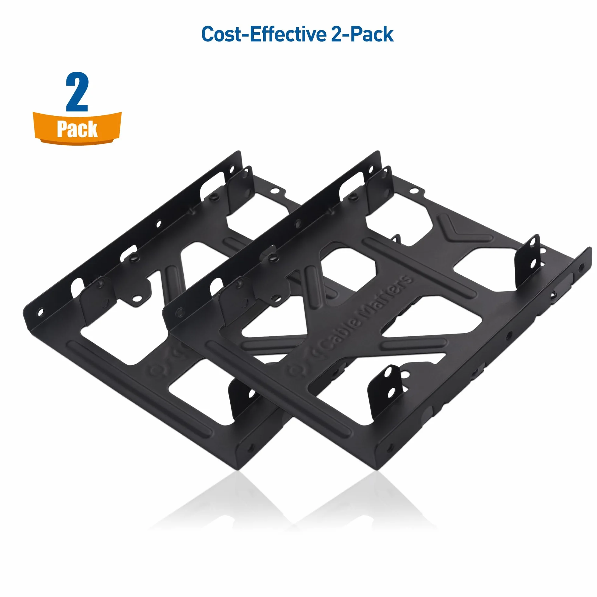 Cable Matters Confezione da 2 adattatori per disco fisso SSD da 2,5 a 3,5 (adattatore SSD 2.5 to 3.5) Kit all-in-one nero - Il kit include staffa, viti, cavi e cacciavite