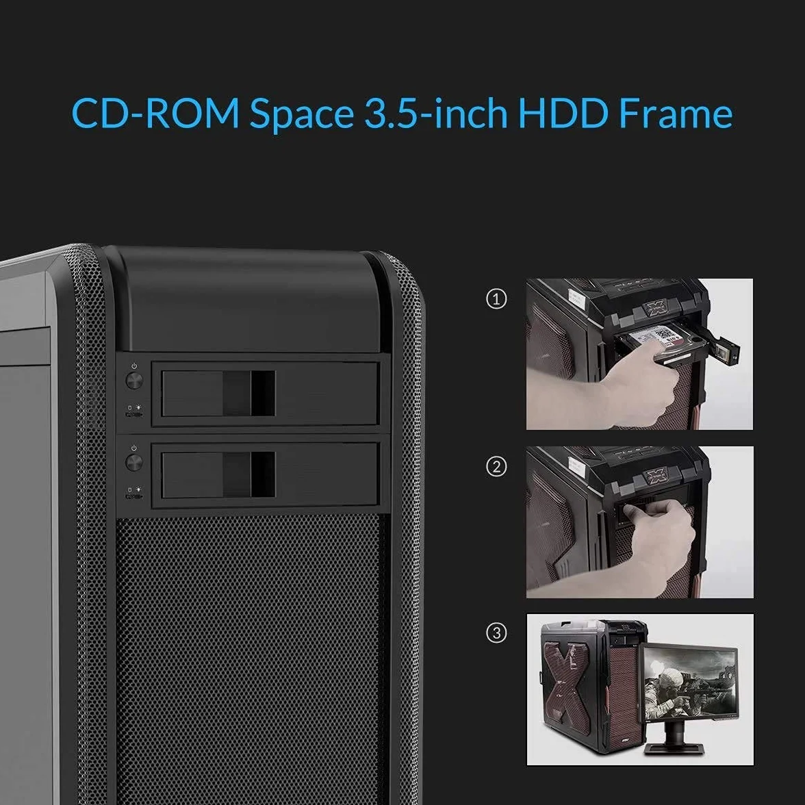 ORICO Rack Portatile Struttura Spazio Interno CD-Rom 3.5 Pollici SATA HDD/Case HDD Case - Nero(1106SS)