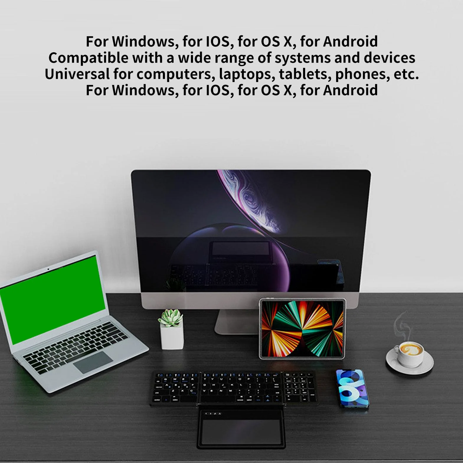 Tastiera Bluetooth Pieghevole Tastiera Bluetooth 5.1 Full Size a Bassa Latenza con Touchpad Ampio per Tablet PU Pelle ABS 81 Tasti