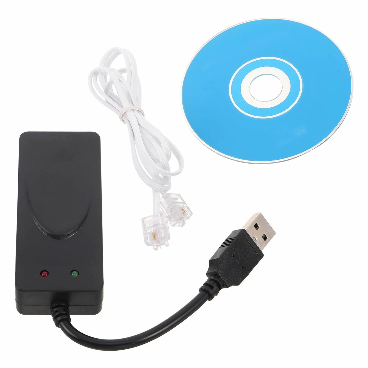 GALPADA Modem Fax USB Nero Doppia Porta USB in Abs, Connessione Dati Alta Velocità, per Spazi Ufficio Desktop e Rete Domestica