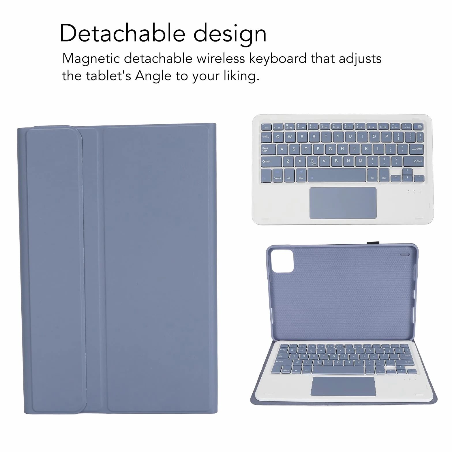 Custodia per Tablet con Tastiera 11 Pollici, Copertura Bluetooth Staccabile con Trackpad Magnetico, Ricarica Automatica e Risveglio per Viaggi e Lavoro, Pelle PU Viola, 1 Pezzo
