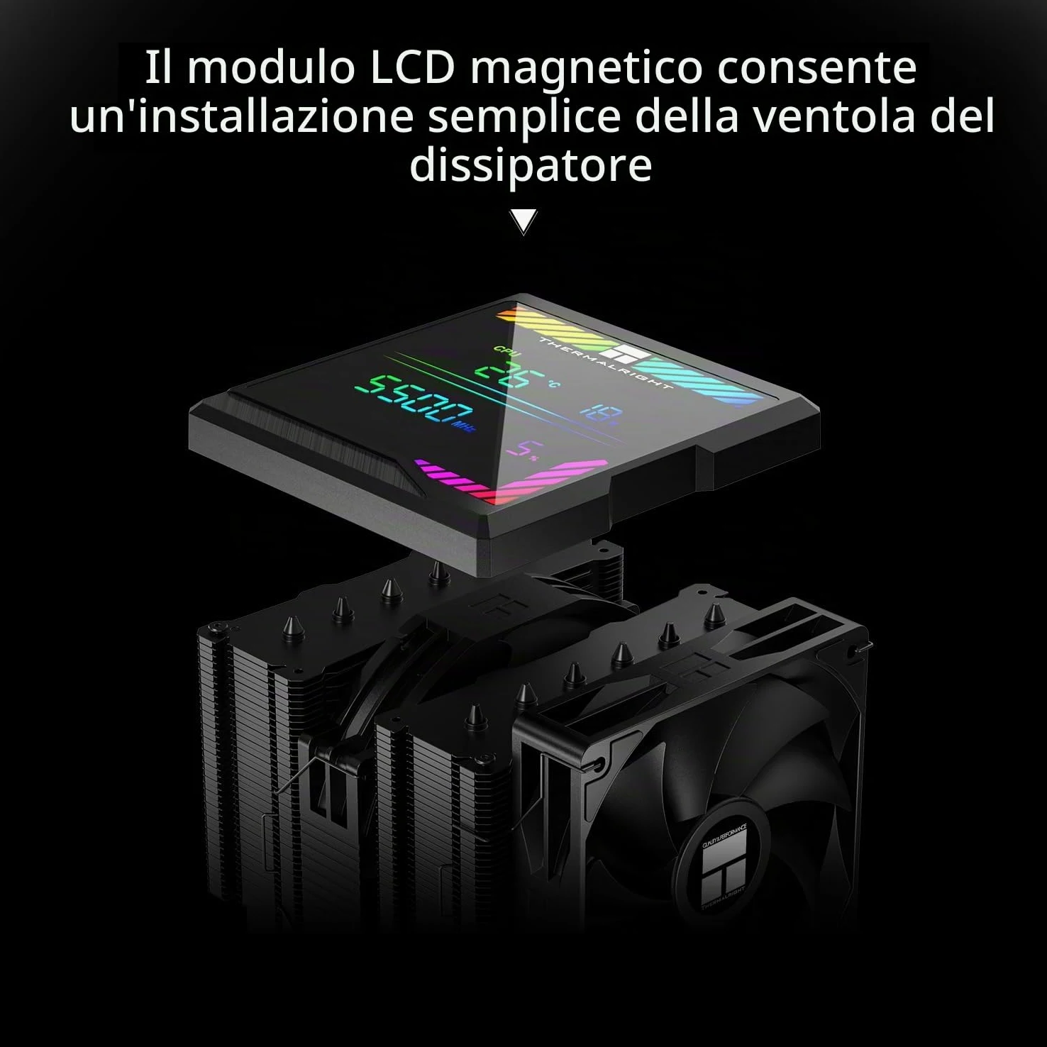 Thermalright TR Peerless Assassin 140 Digital Black Radiatore digitale per CPU Air con 6 tubi di calore,copertura magnetica per display a doppia torre e ventola,per AM4/AM5 e Intel lga1851/2011