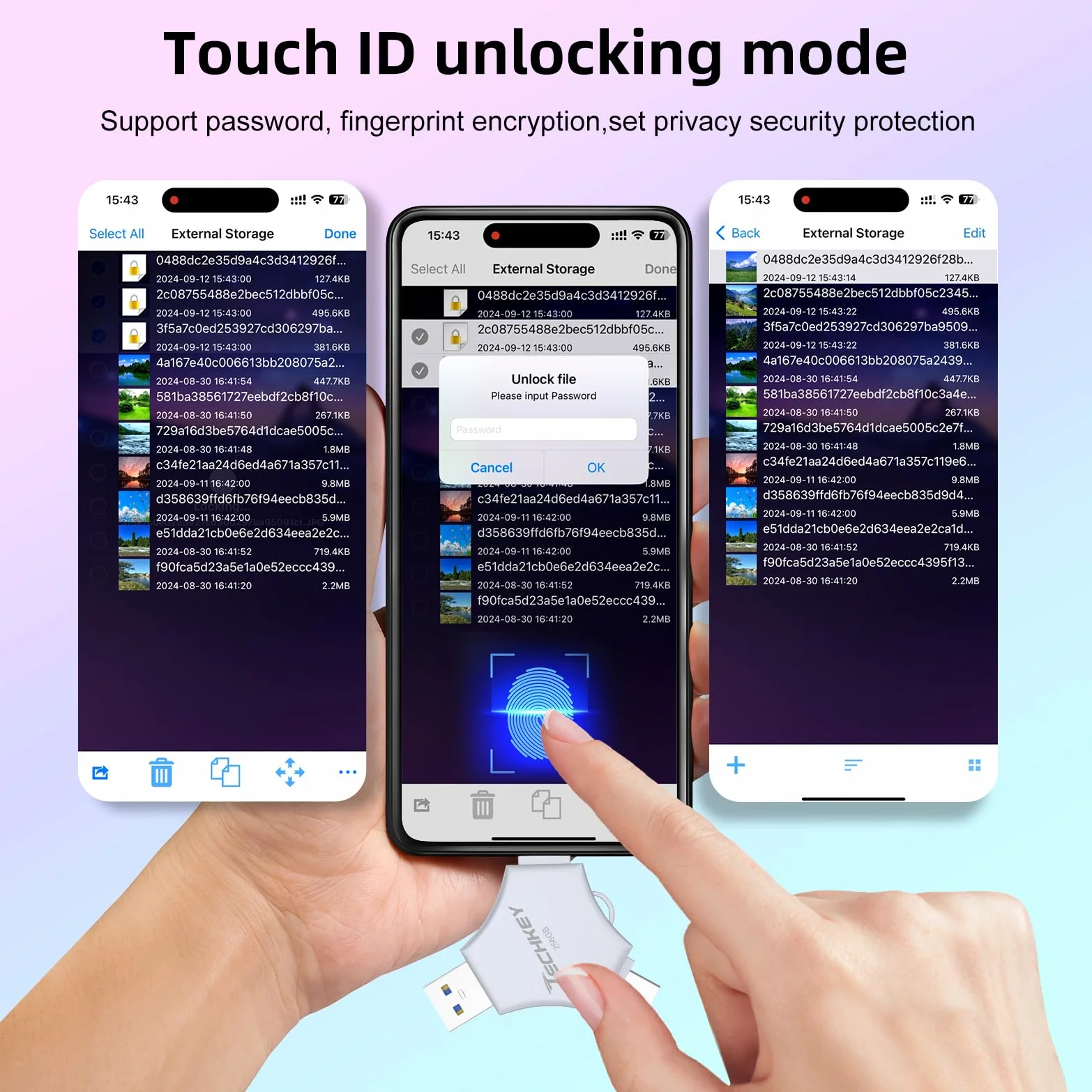Chiavetta USB 3.0 certificata MFi da 256 GB per iPhone, memoria esterna 3 in 1, per foto, video, salvataggio dati, backup, ad alta velocità, per iPhone/iPad/Android/PC