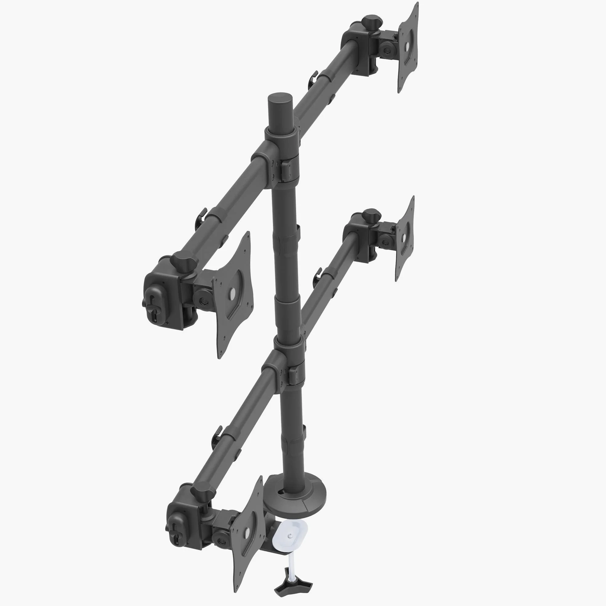 StarTech Braccio Scrivania 4 Monitor VESA 27" 8Kg Articolato (ARMQUAD) | Configurazione 2x2, Palo con Altezza Regolabile, Morsetto o Passacavo
