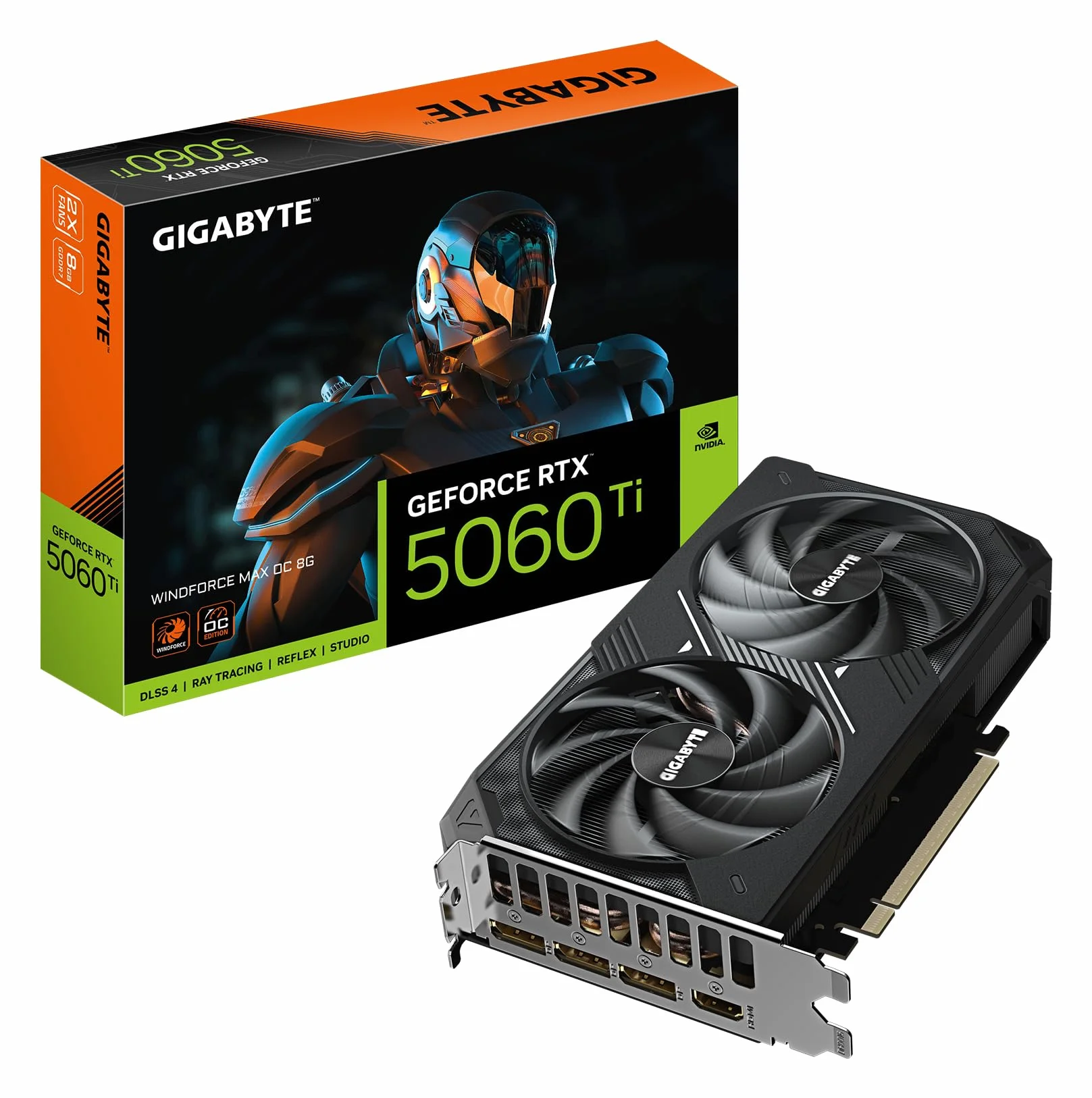 Gigabyte GeForce RTX 5060 Ti WINDFORCE MAX OC 8G Scheda Grafica – 8 GB GDDR7, 128 bit, PCI-E 5.0, 2587 MHz Frequenza del core, 3 x DisplayPort, 1 x HDMI, NVIDIA DLSS 4, GV-N506TWF2MAX OC-8GD