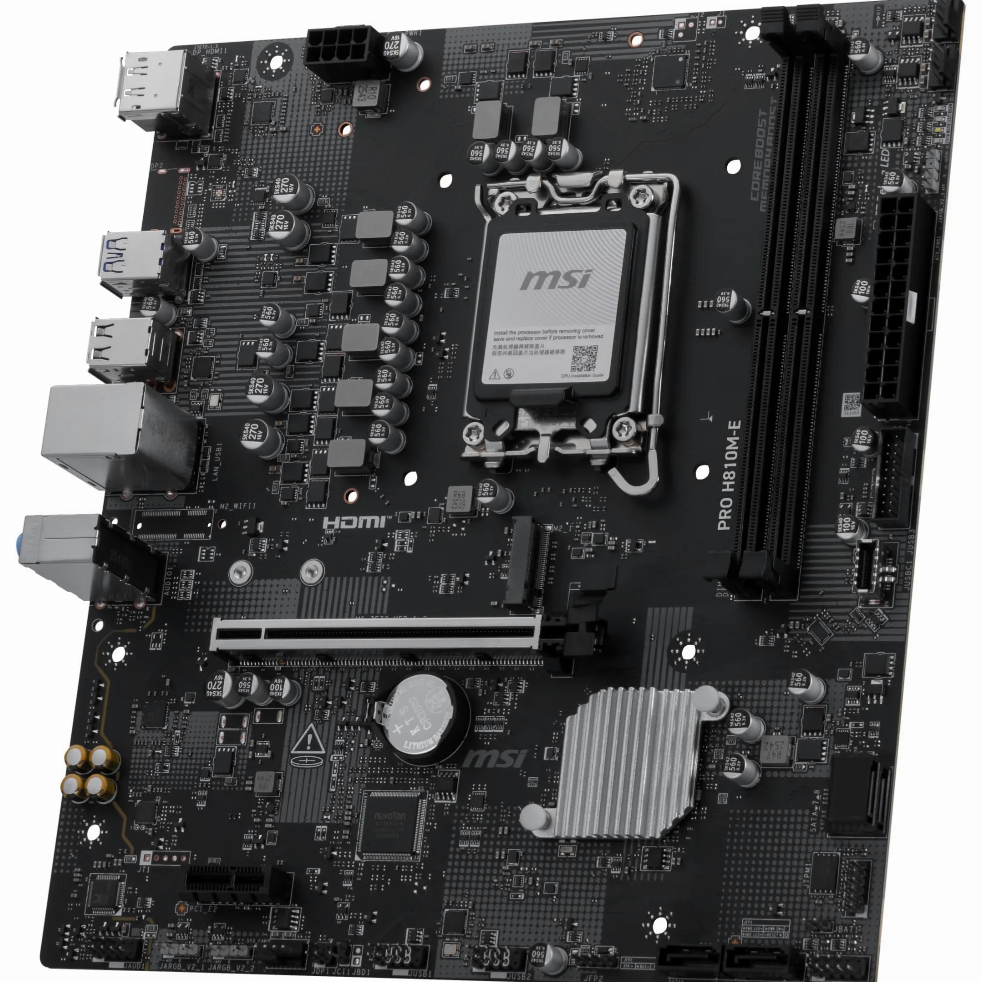 MSI Scheda madre PRO H810M-E, mATX, supporta processori Intel Core Ultra (serie 2), LGA 1851 - DDR5 Memory Boost (6400 MT/s MAX), PCIe 5.0 x16, M.2 Gen4, 2.5G LAN